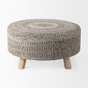 Bina  Dark Gray 4 Legged Wool Stool, Ottoman by Mercana, 30" length x 30" width x 15" height thumbnail 3