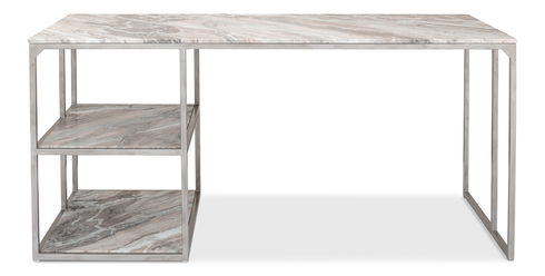 Open Desk With Shelves, Marble Top