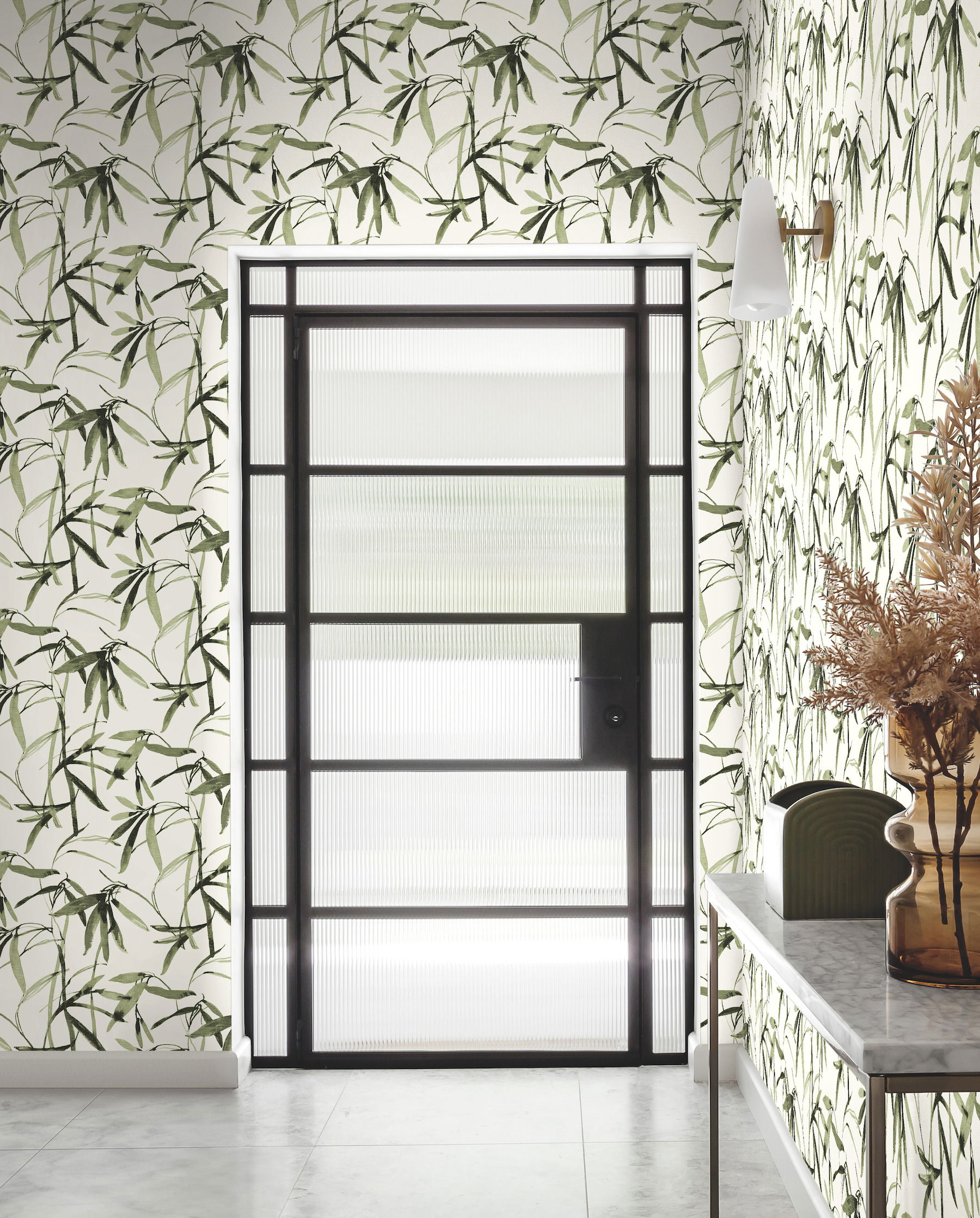 Bamboo Ink Green & Black Wallpaper large image 