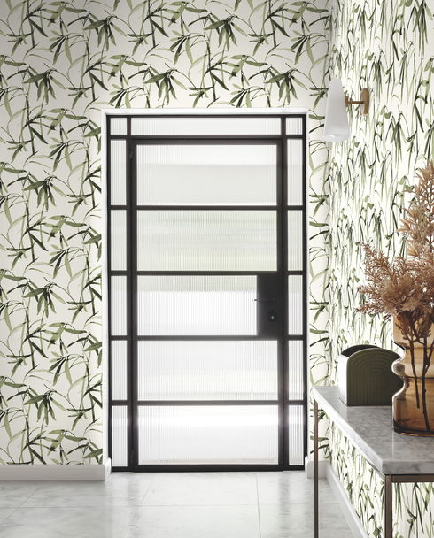 Bamboo Ink Green & Black Wallpaper