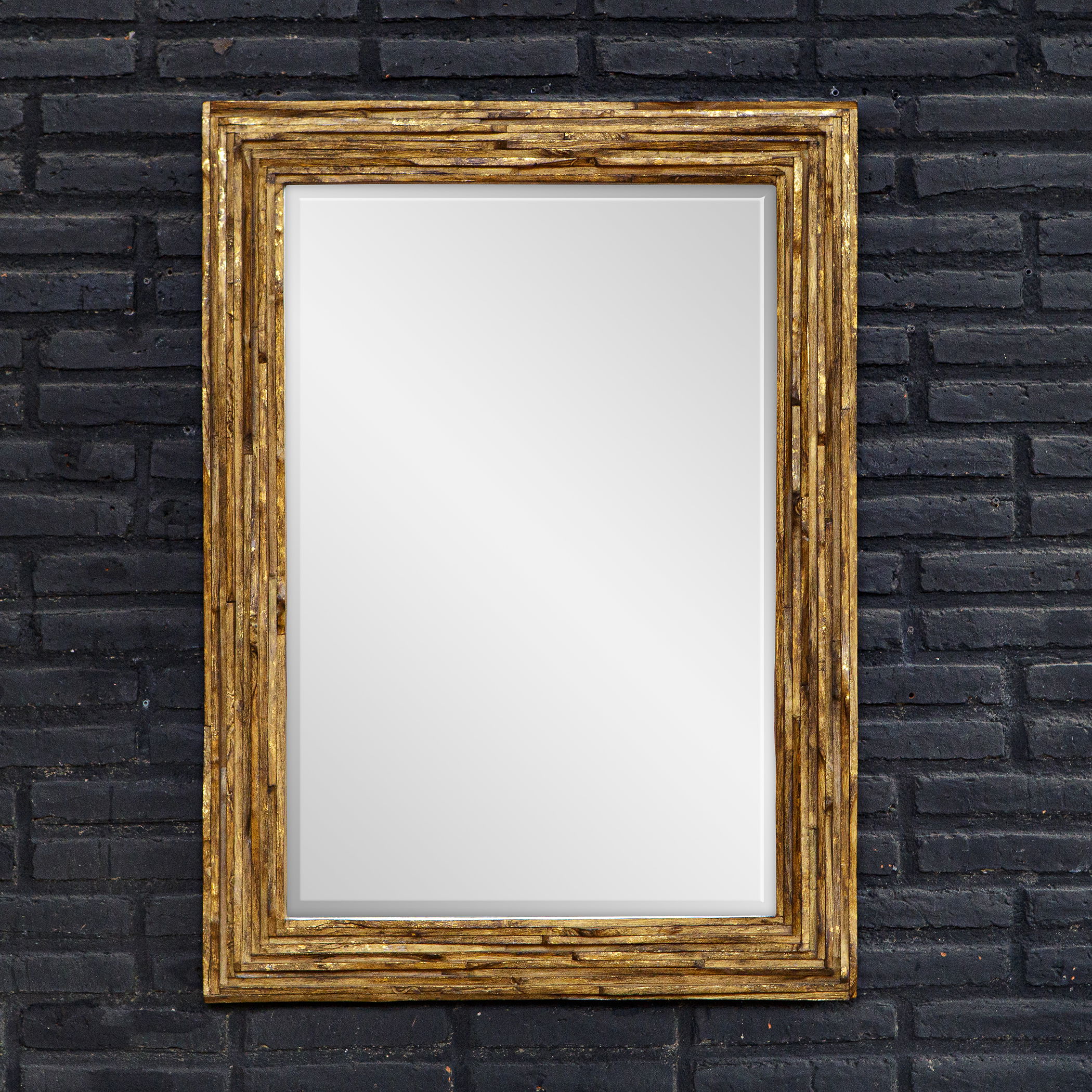 Overlap Teak Wood Mirror large image 