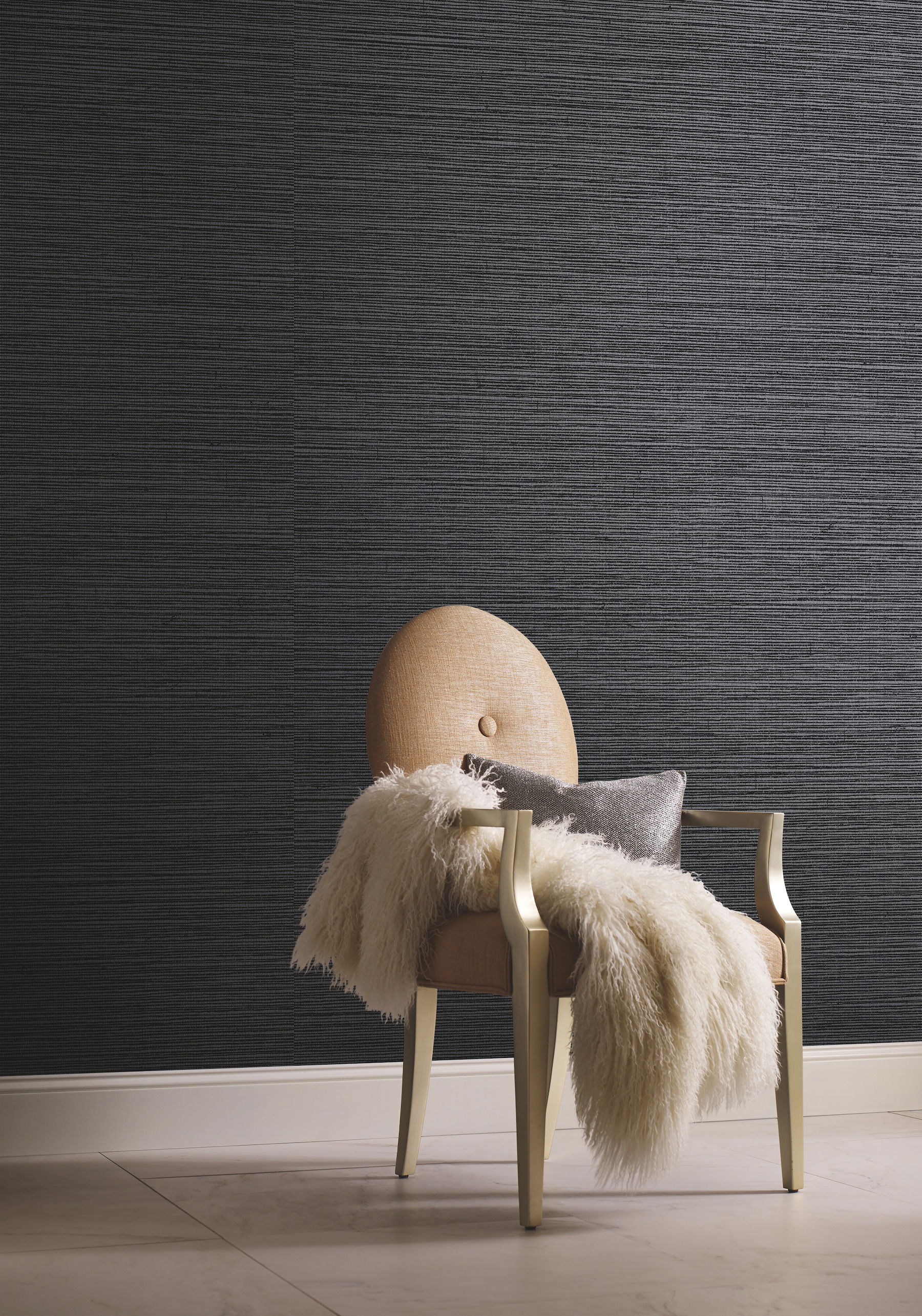 Shining Sisal Grasscloth Black Metallic Wallpaper large image 