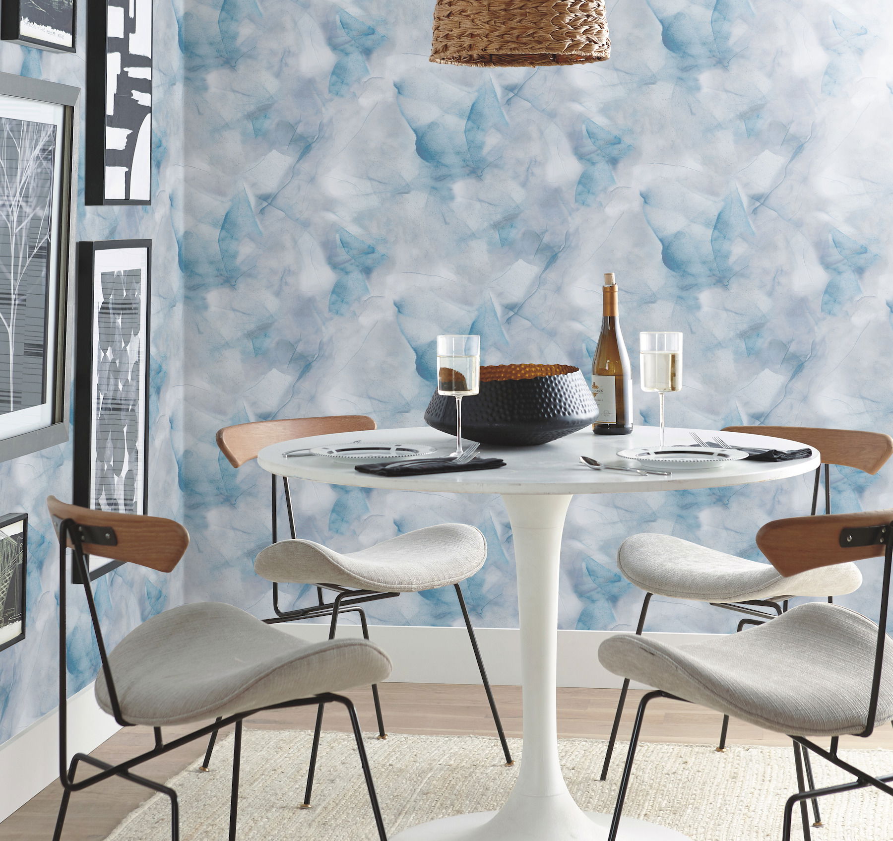 Watercolor Silks Blue Peel & Stick Wallpaper, by York Wall, 20' length x 2'3" width x 0.02" depth View 3