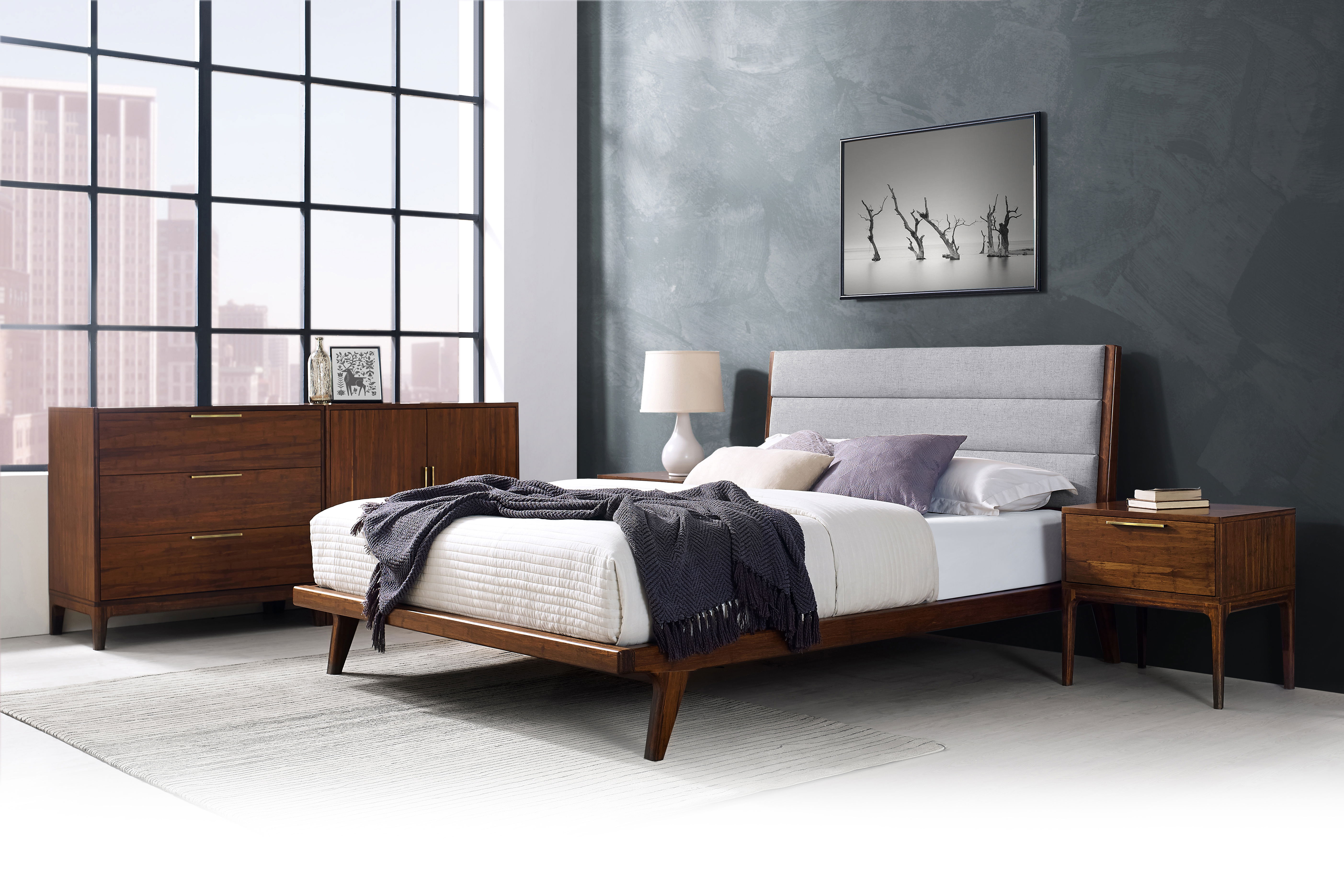 Mercury Upholstered Queen Platform Bed, Exotic, by Greenington, 87" length x 63.5" width x 42" height View 7