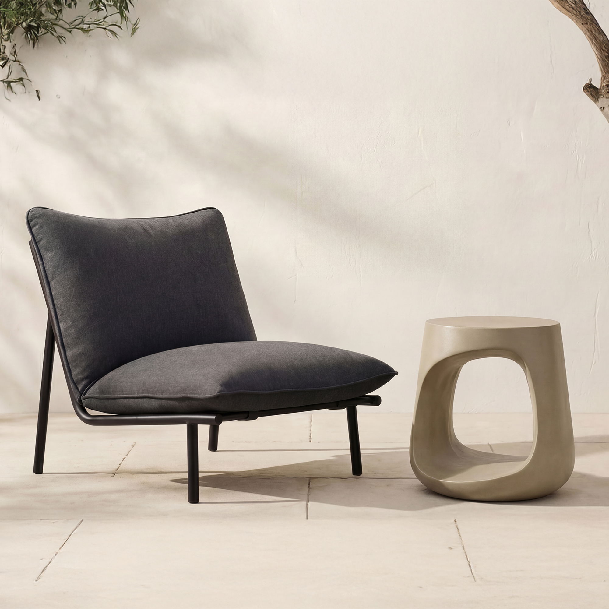 Rothko Outdoor Stool Cream, Outdoor Chair by Moe's Home, 1'5.75" width x 1'5.75" height x 1'5.5" depth View 6