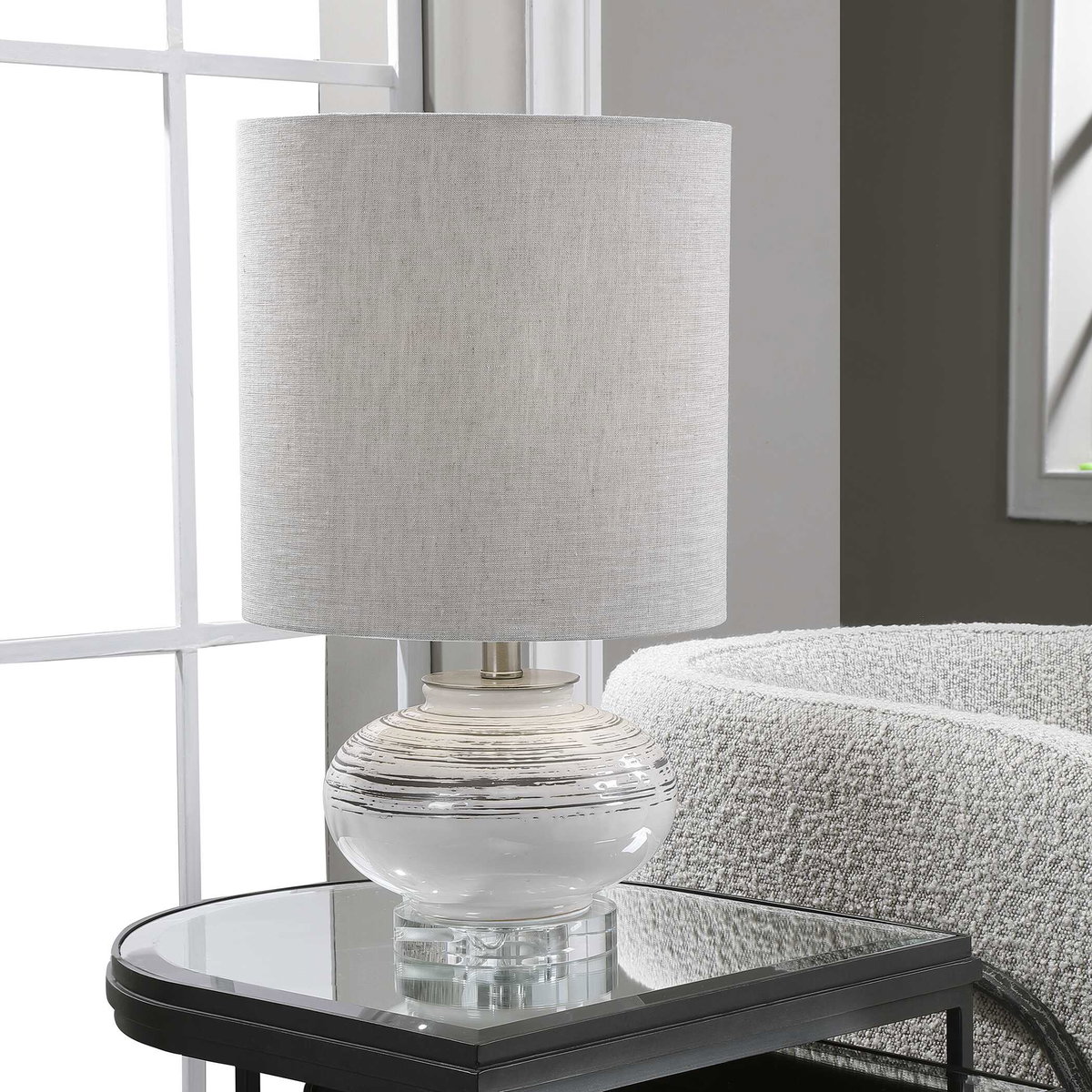 Lenta Off-White Accent Lamp, by Uttermost, 1' width x 1'8.5" height x 1' depth View 2