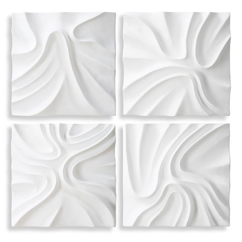 Snowdrift Scultped White Wall Decor, S/4