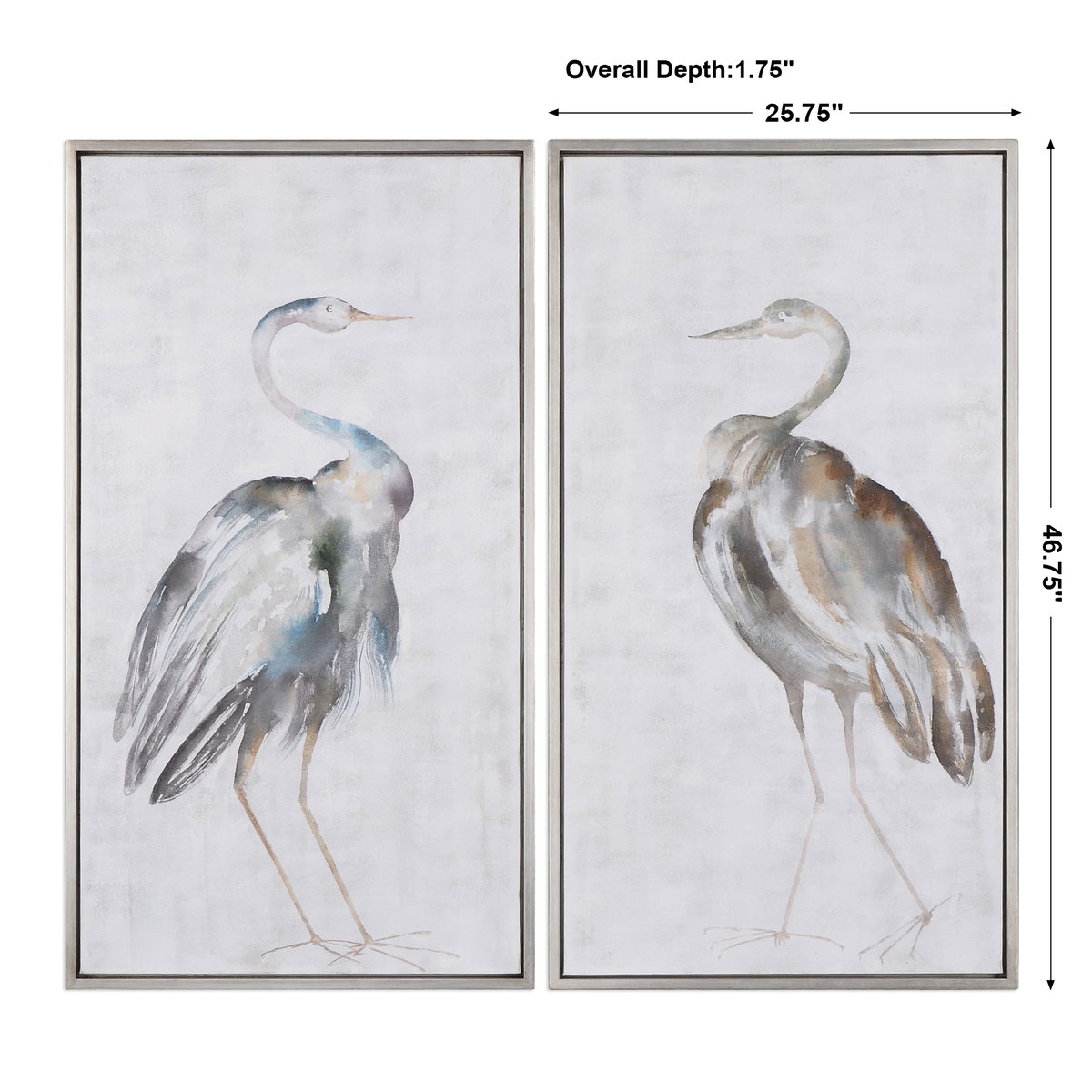 Summer Birds Framed Art Set/2, Painting by Uttermost, 25.75" width x 46.75" height x 1.75" depth View 3