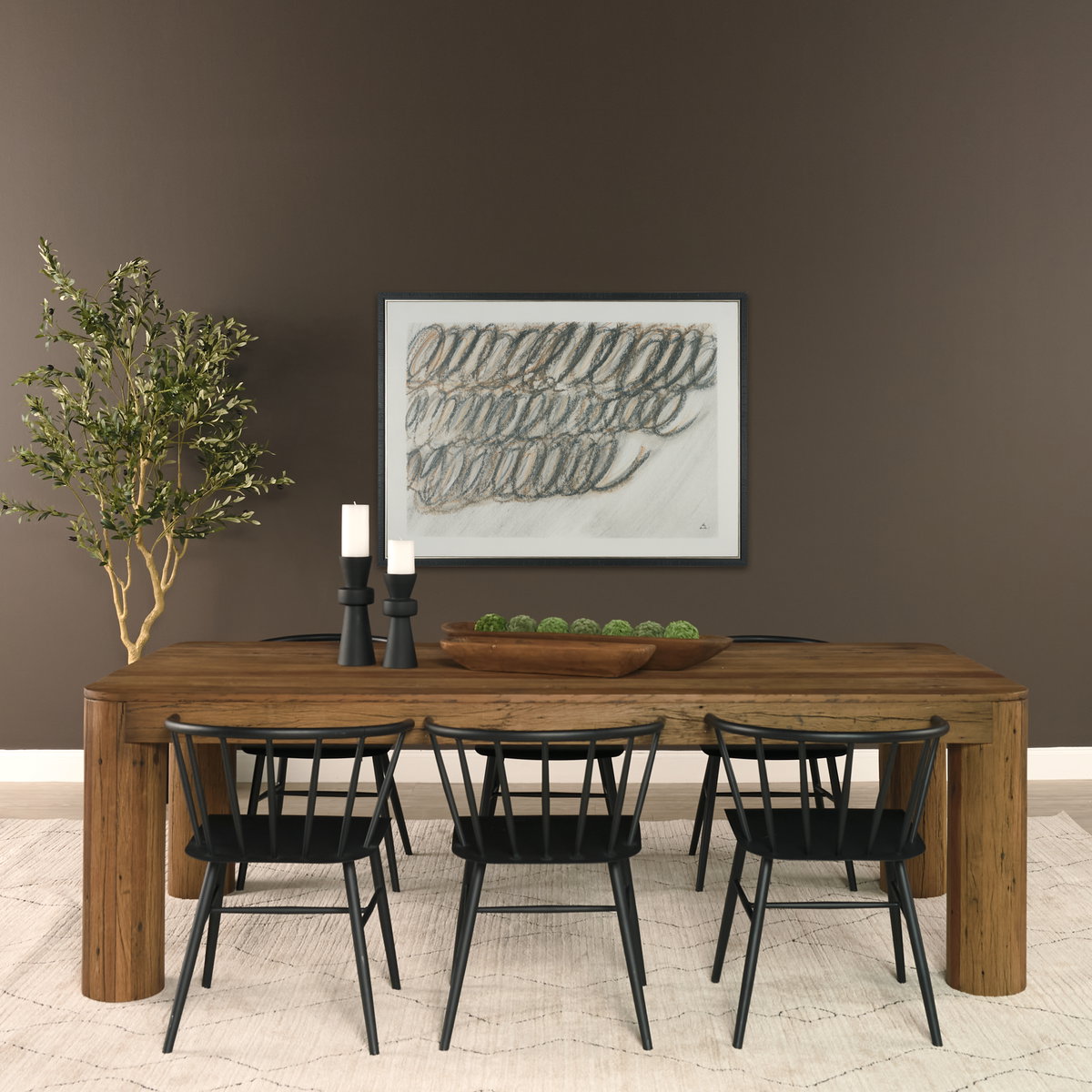 Athena Set of 2 Extra Large Medium Brown Reclaimed Wood Trays, Decorative Tray by Mercana, 34" length x 8" width x 5" height View 4