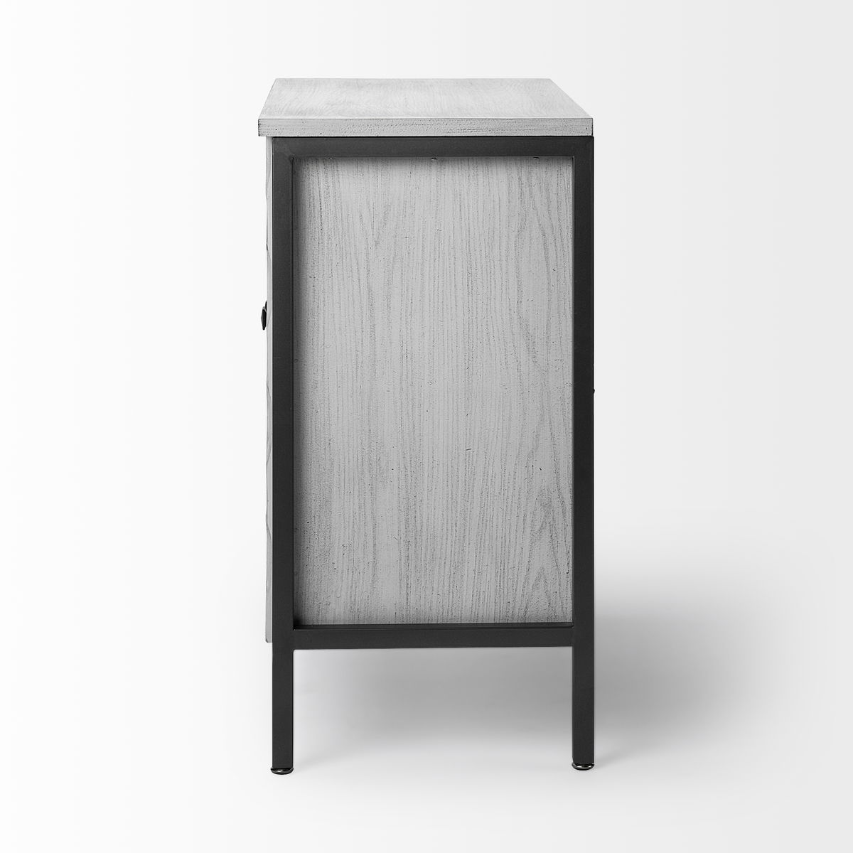 Savannah White Fir Veneer with Gray Metal 2-Door Accent Cabinet, Cabinets & Chest by Mercana, 31.5" length x 15.75" width x 31.5" height View 5