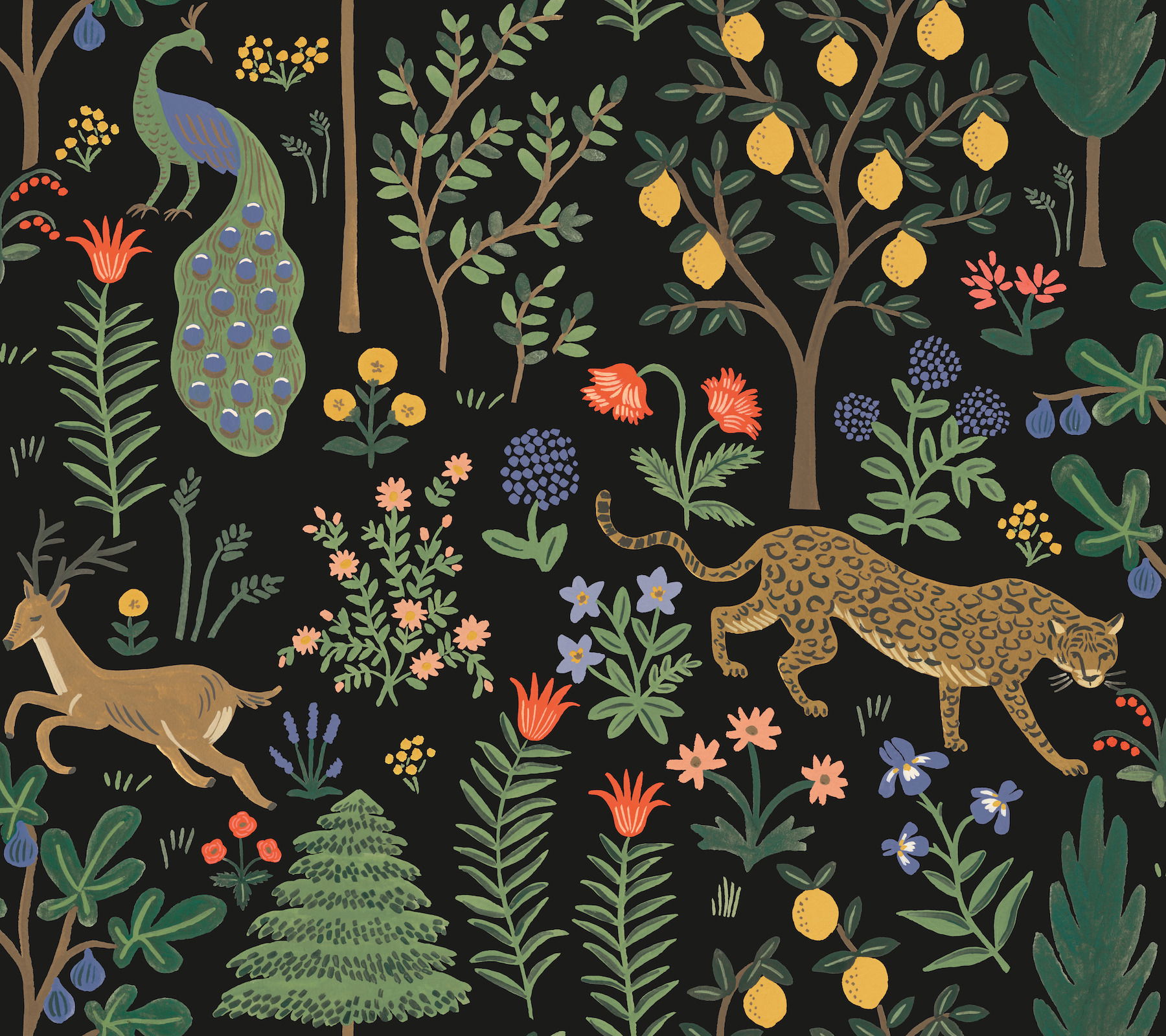 Menagerie Black Peel & Stick Wallpaper large image 