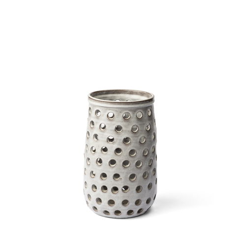 Canasta Small Rustic White Ceramic Cylindrical Vase