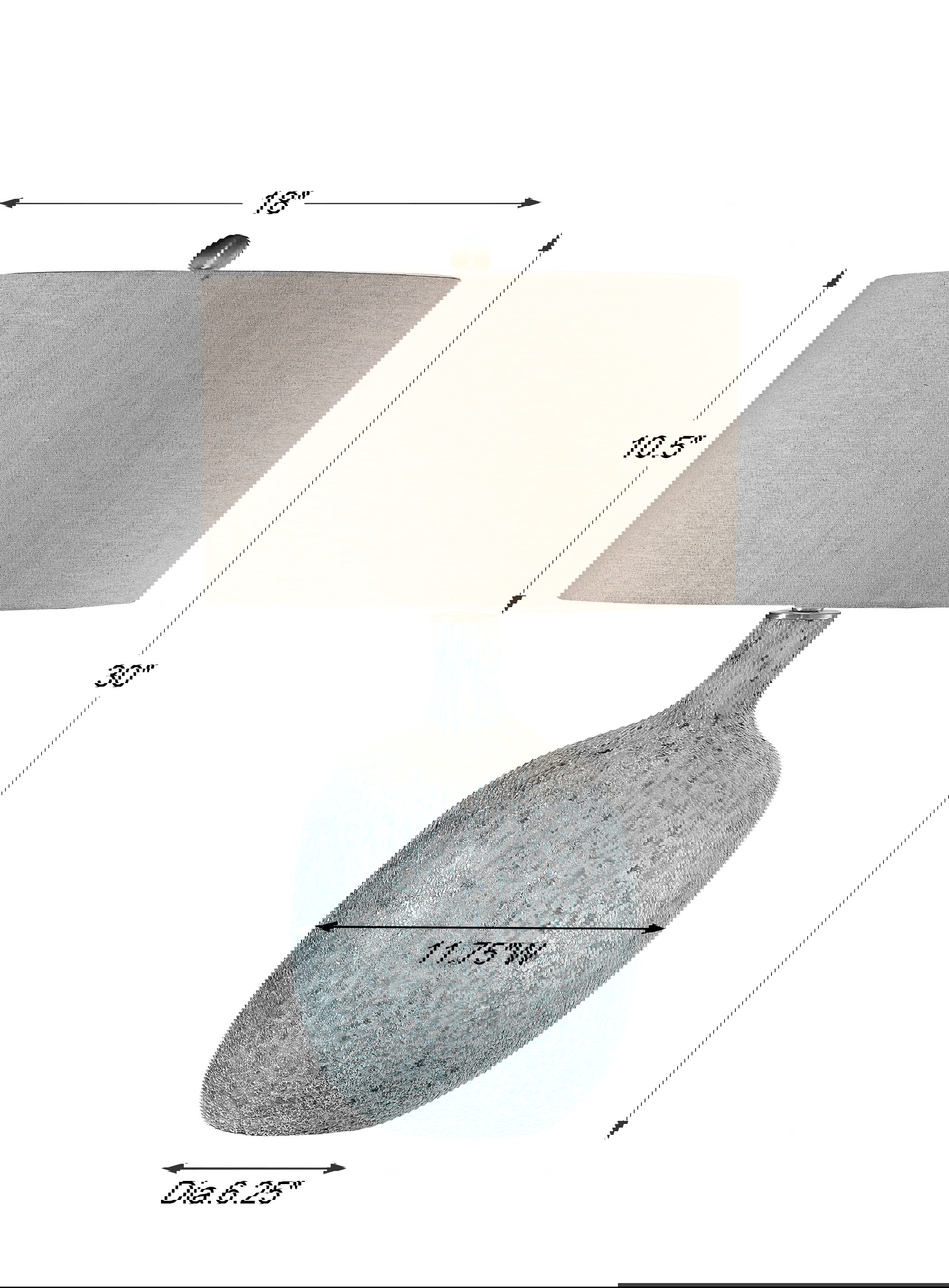 Oceaonna Glass Table Lamp, by Uttermost, 18" width x 30" height x 18" depth View 3