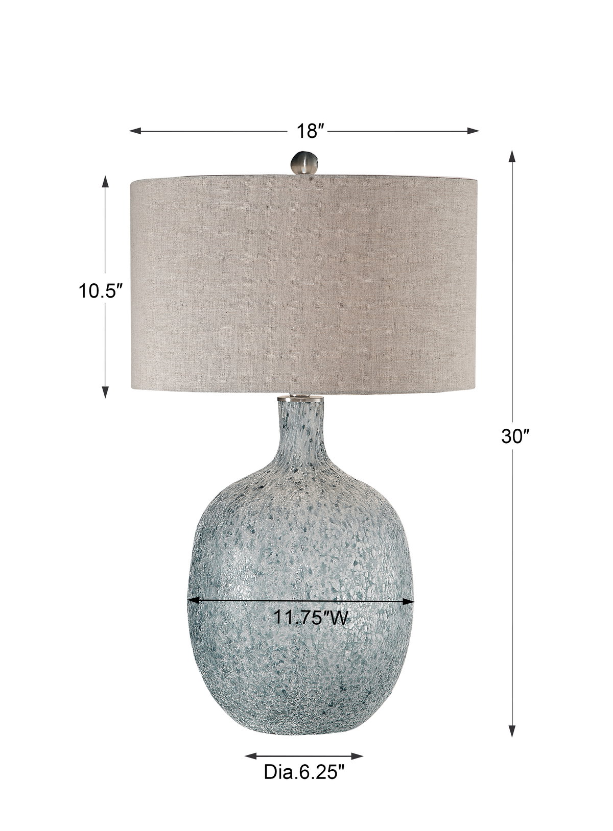 Oceaonna Glass Table Lamp, by Uttermost, 18" width x 30" height x 18" depth View 3