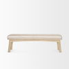 Taimo White Washed Light Brown Wood with Striped Fabric Seat Bench thumbnail 3