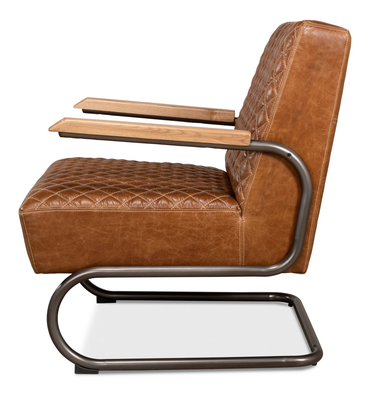 Beverly Hills Chair  Cuba Brown Leather, by Sarreid, 2'9" length x 2'4" width x 2'9" height View 10