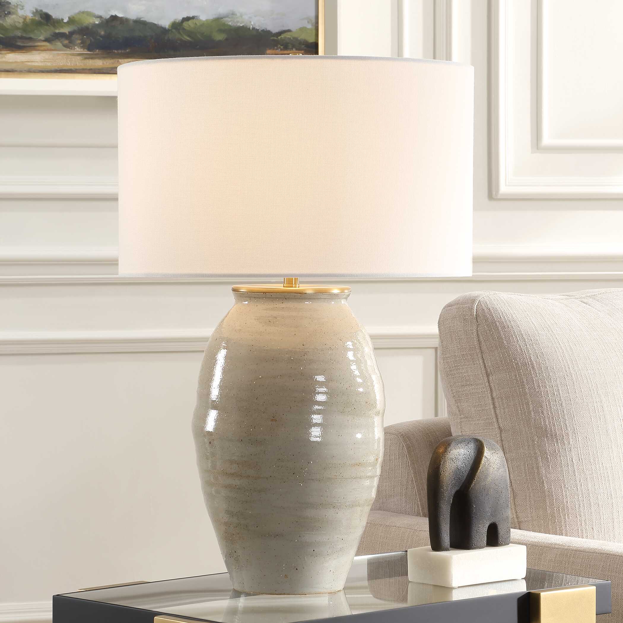Amos Ceramic Table Lamp, by Uttermost, 17" width x 25.75" height x 17" depth View 2