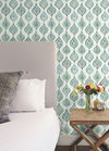Marketplace Motif Pale Grey & Green Wallpaper thumbnail 2
