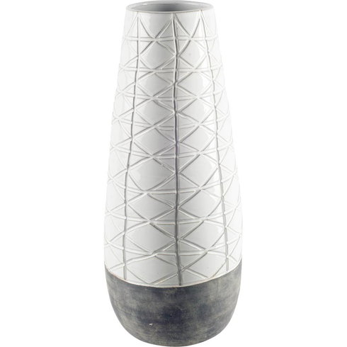 Harrier II Large Gray Ceramic Dark Base White Vase