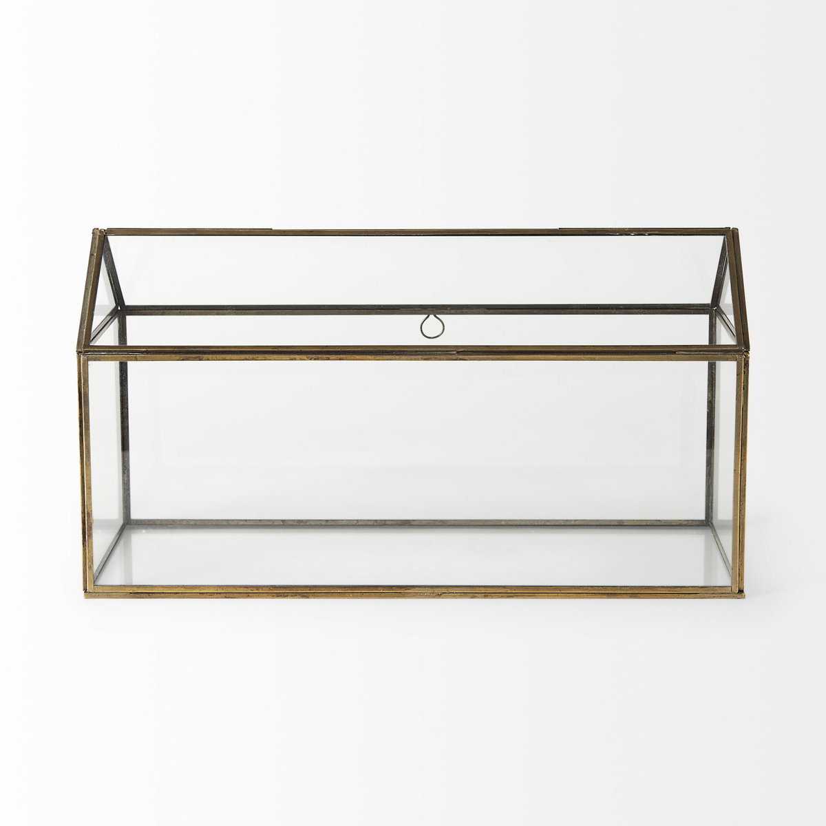 Hutt 16L x 6W x 9H Gold Glass Terrarium Box, Boxe by Mercana, 16.14" length x 5.91" width x 9.06" height View 4