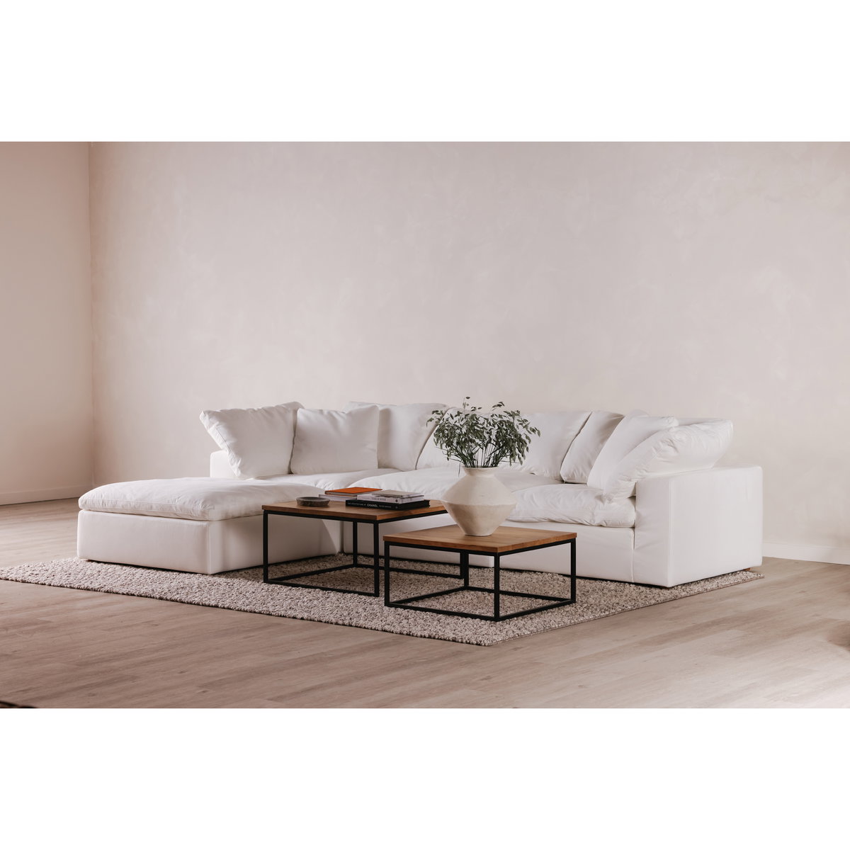 Terra Condo Ottoman Cream White, by Moe's Home, 38" width x 19" height x 38" depth View 12