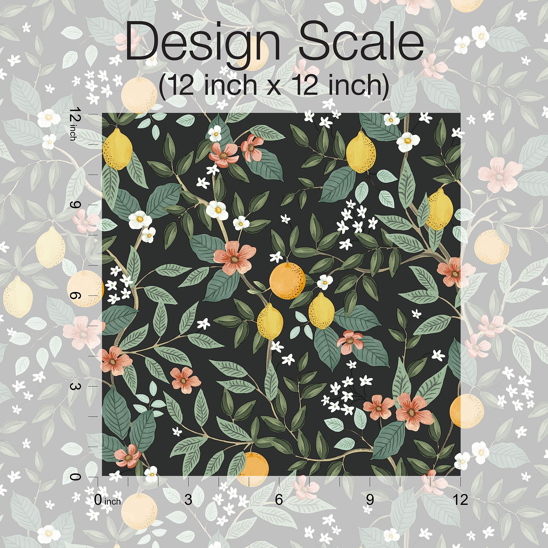 Citrus Grove Black Peel & Stick Wallpaper large image 