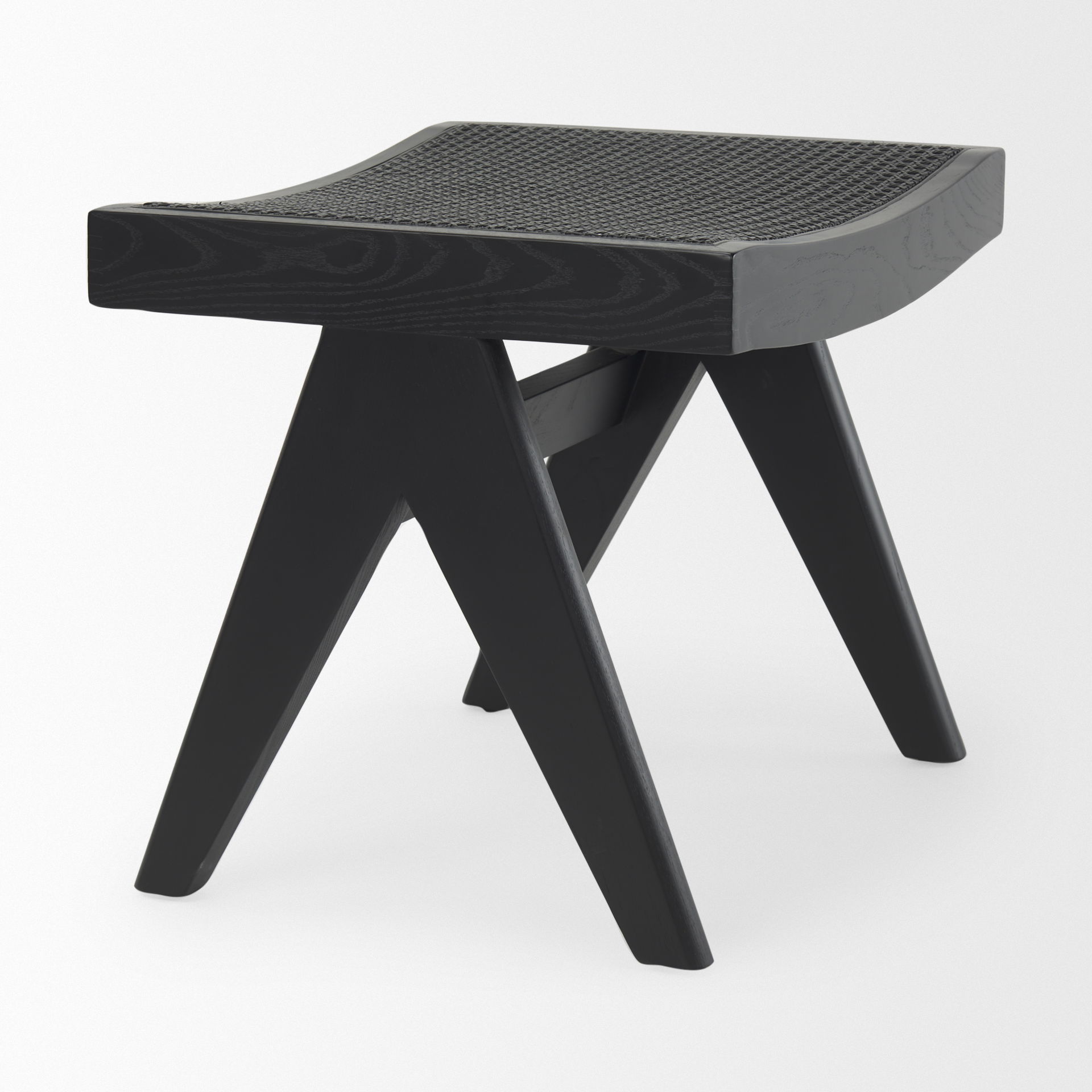 Arvin  Black Wooden Stool large image 