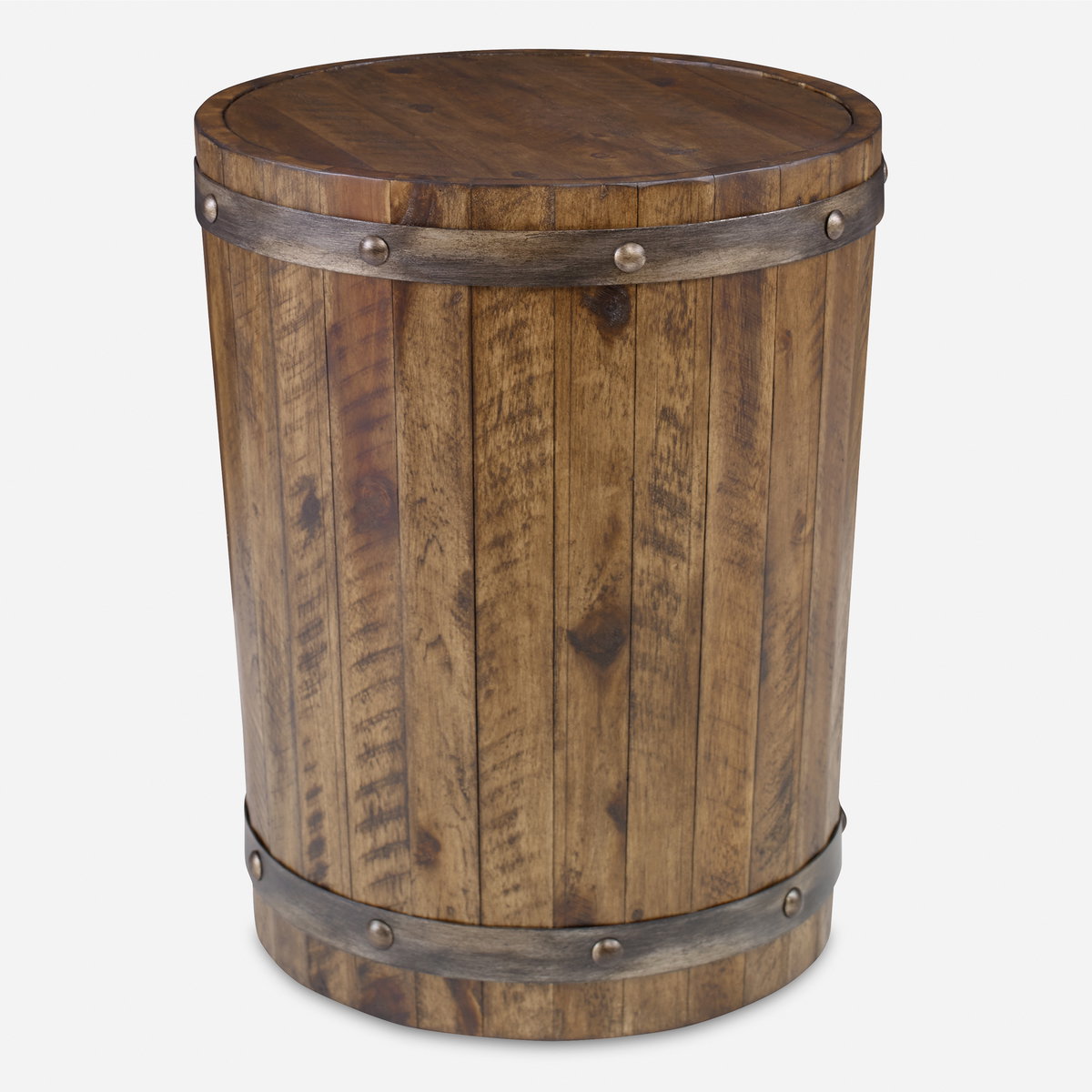 Ceylon Wine Barrel Side Table, Side & End Table by Uttermost, 19" width x 24" height x 19" depth View 1