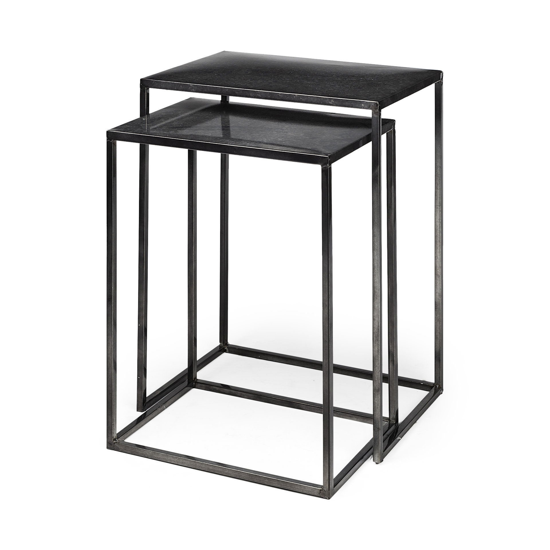 Kasey (Set of 2)  Galvanized Metal Nesting Accent Tables large image 