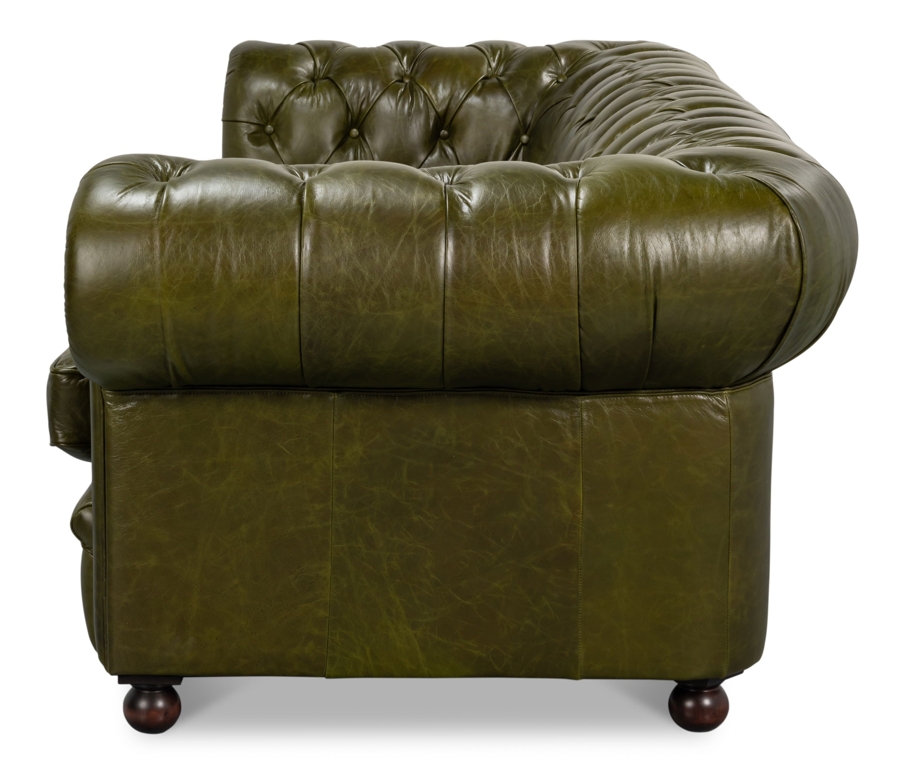 Savile Leather Sofa, Green, Sofas & Sectional by Sarreid, 103" length x 39" width x 29" height View 9
