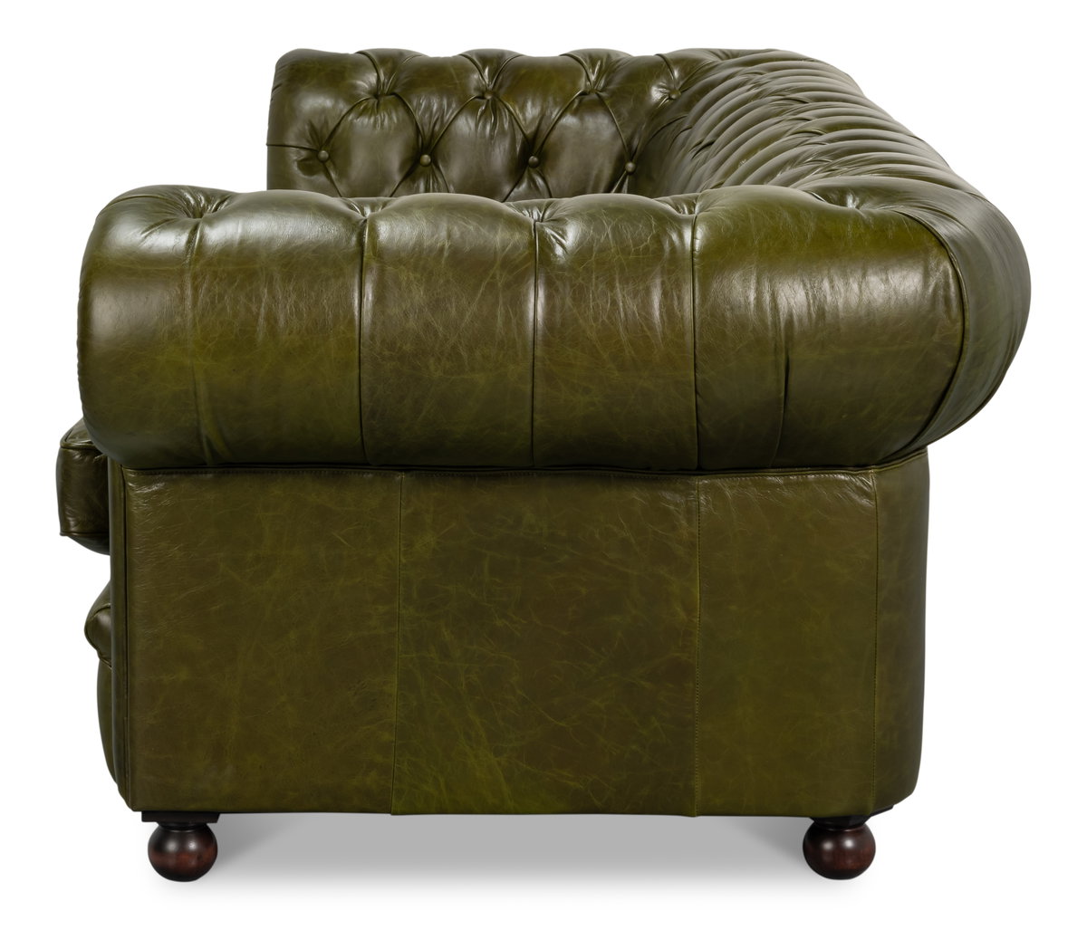 Savile Leather Sofa, Green, Sofas & Sectional by Sarreid, 103" length x 39" width x 29" height View 9
