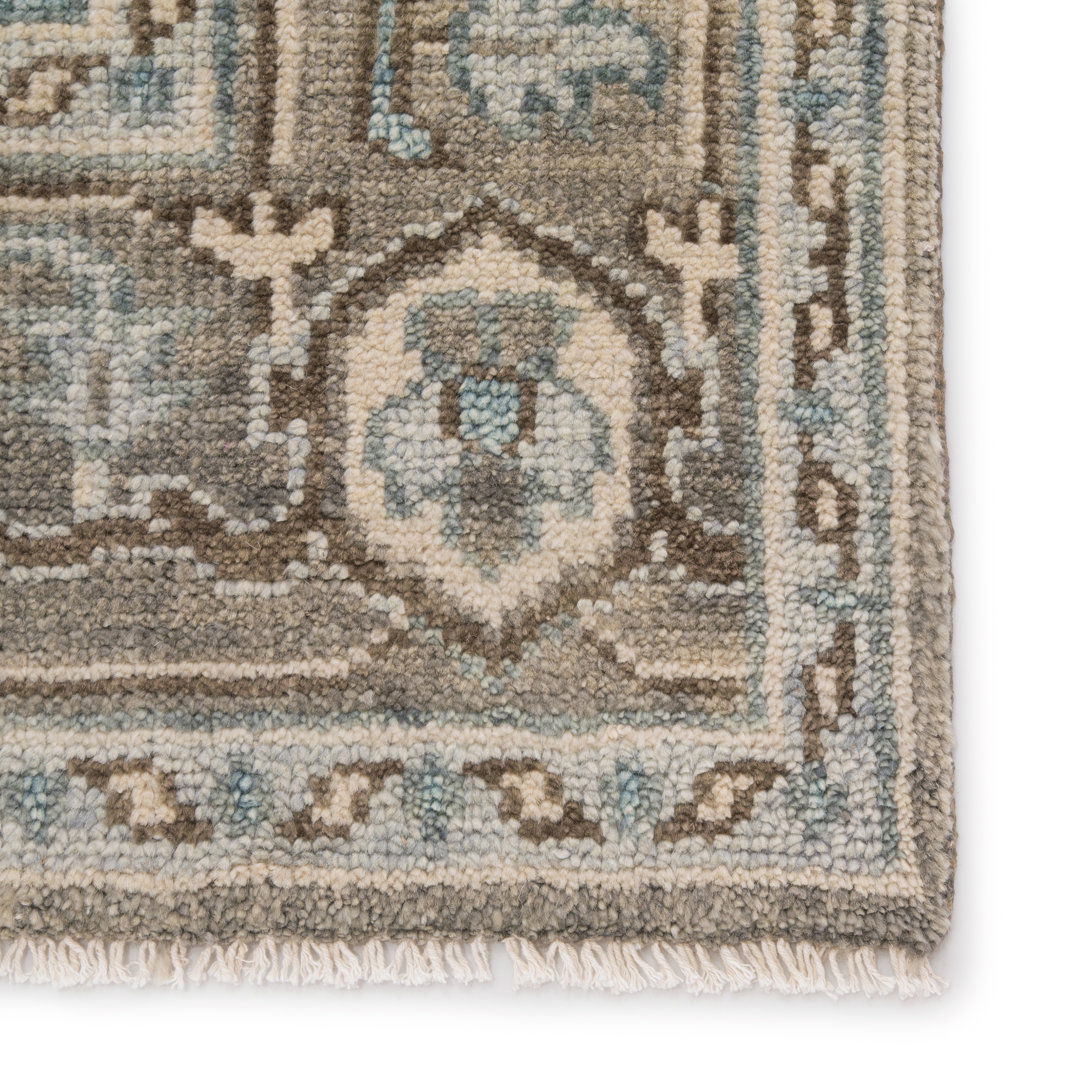 Winter Hand-Knotted Medallion Gray/ Blue Area Rug (7'9'X9'9') large image 