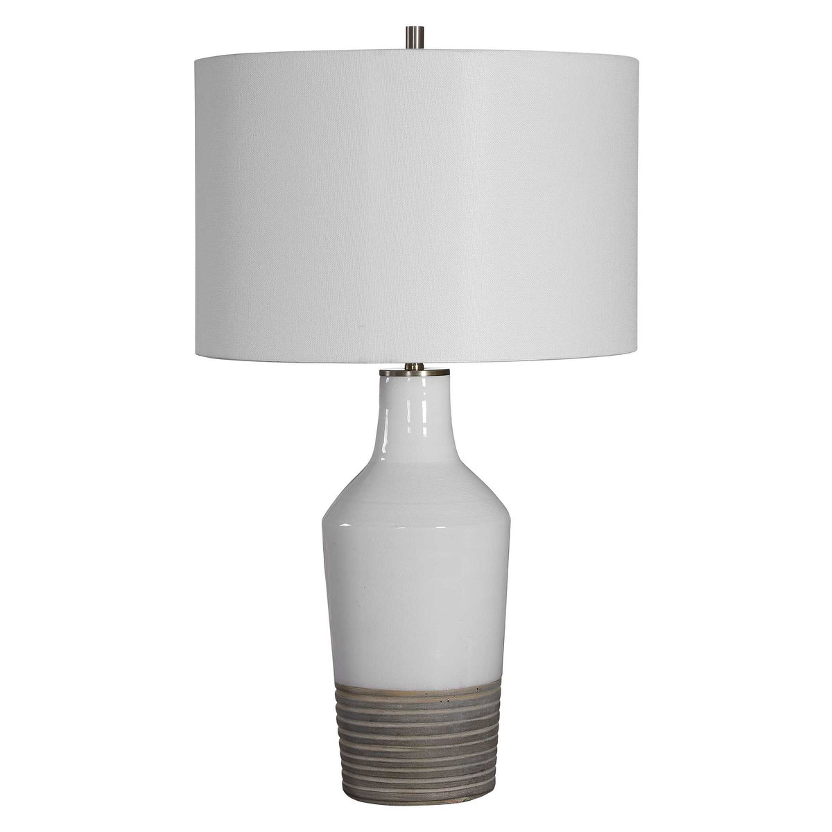 Dakota White Crackle Table Lamp, by Uttermost, 15" width x 26.5" height x 15" depth View 7