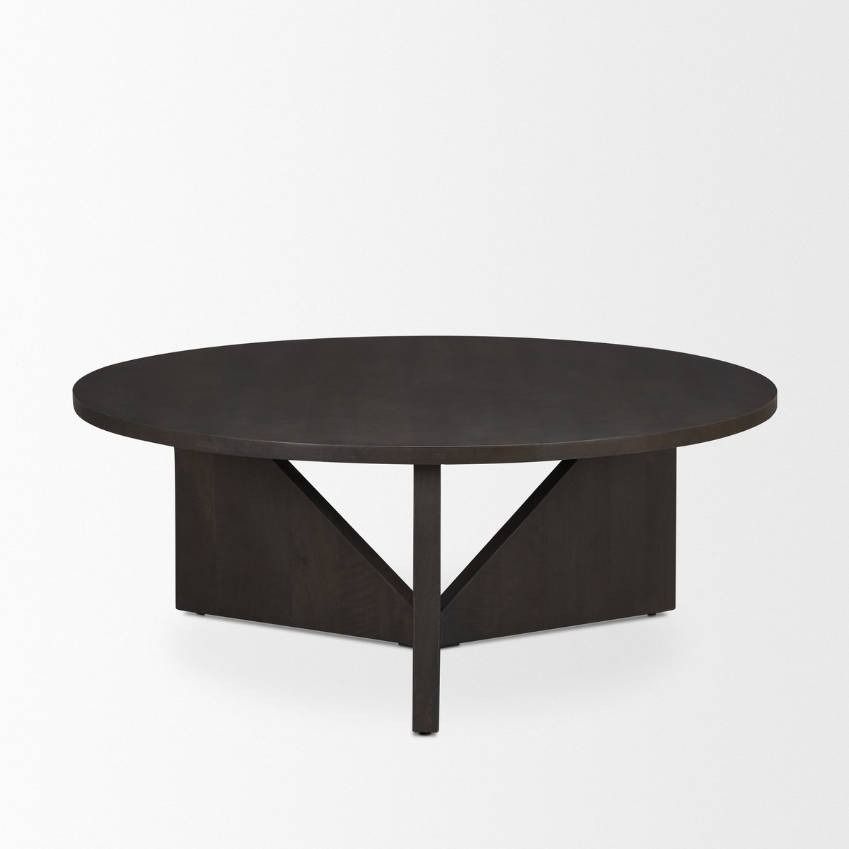 Tarro Brown Wood with Triangle Legs Coffee Table, by Mercana, 44" length x 44" width x 17.5" height View 5