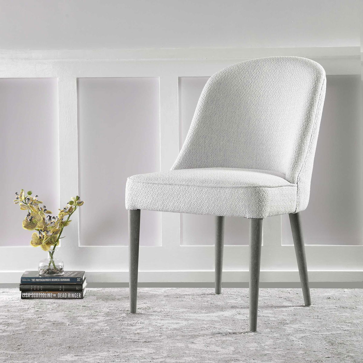 Brie Armless Chair White Set Of 2, Accent Chair by Uttermost, 21" width x 36.5" height x 27" depth View 5
