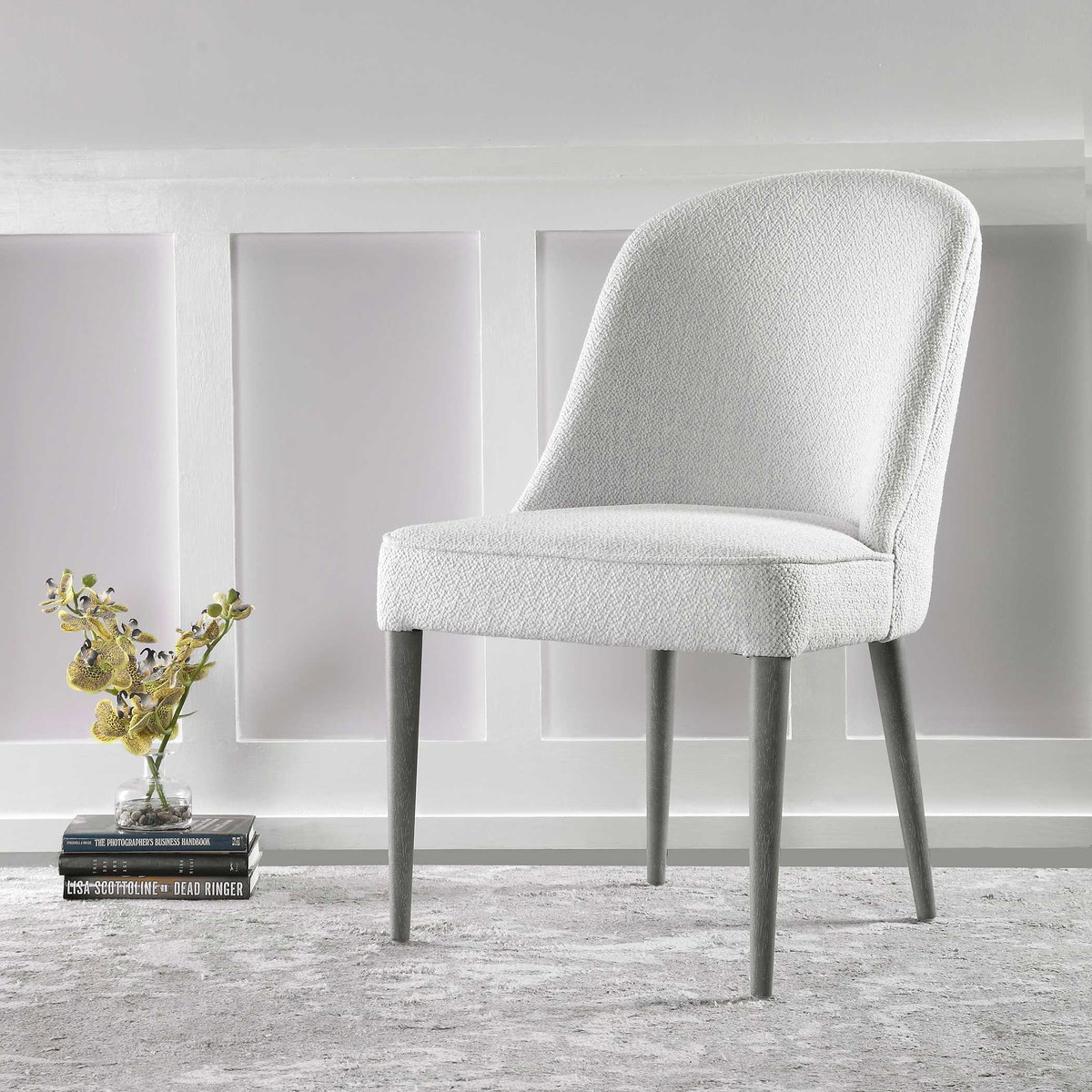 Brie Armless Chair White Set Of 2, Accent Chair by Uttermost, 21" width x 36.5" height x 27" depth View 5