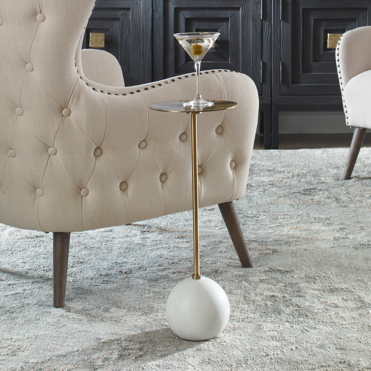 Gimlet White Drink Table, Side & End Table by Uttermost, 8.5" width x 22" height x 8.5" depth View 2