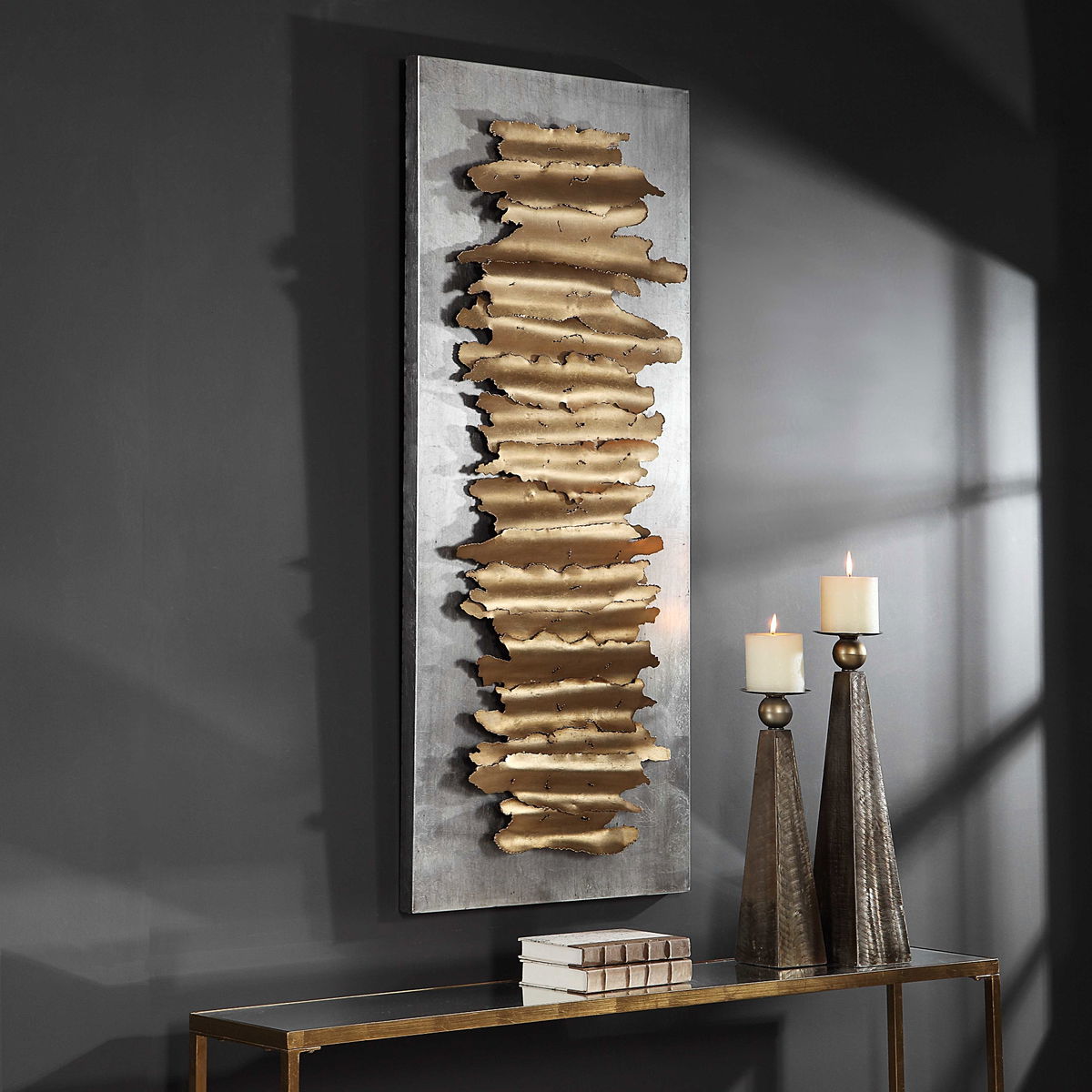 Lev Gold Metal Wall Decor, Art by Uttermost, 24" width x 55.25" height x 2.75" depth View 5