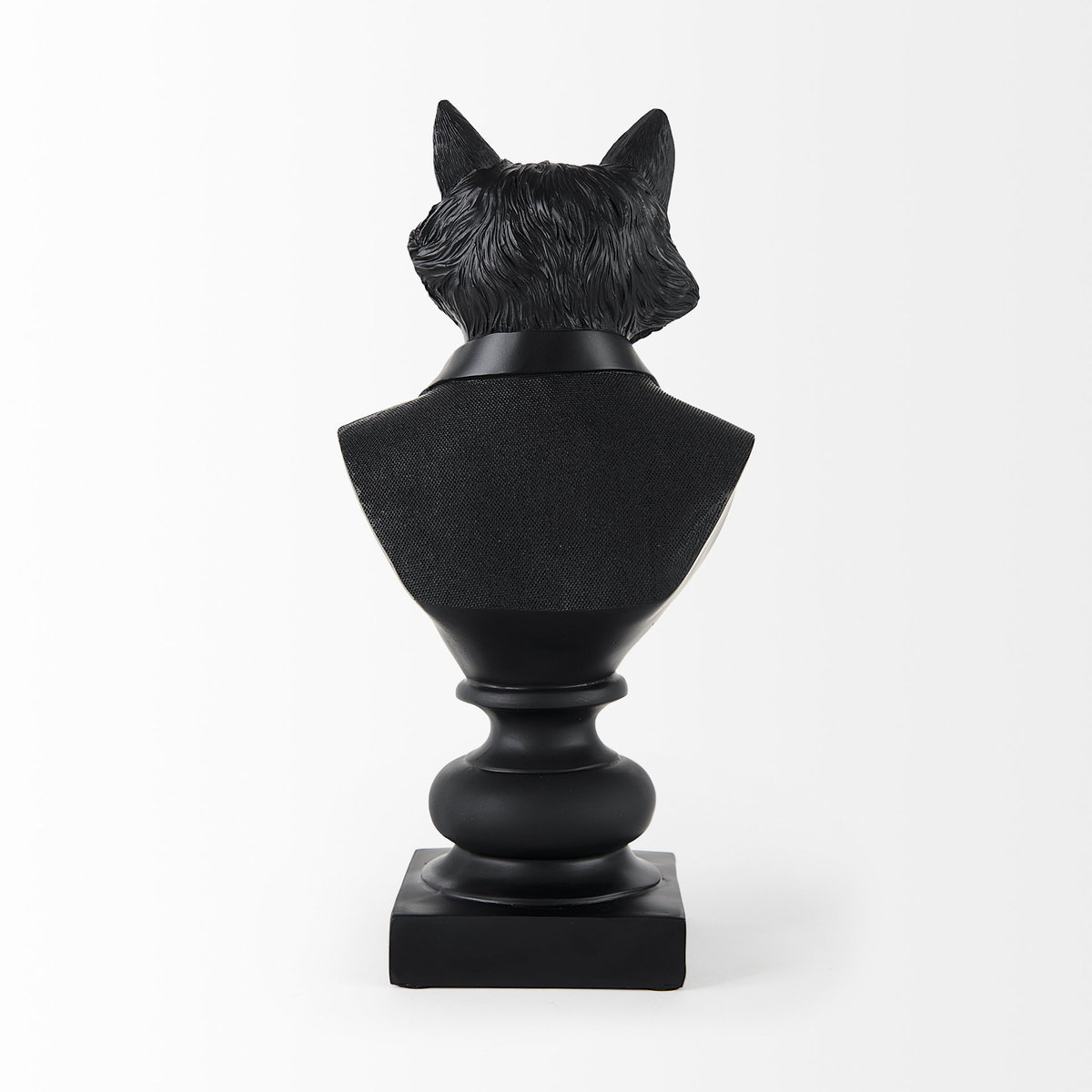 Murray 13H Black Painted Resin Fox in a Suit Bust, Decorative Object by Mercana, 6" length x 4.5" width x 13" height View 5