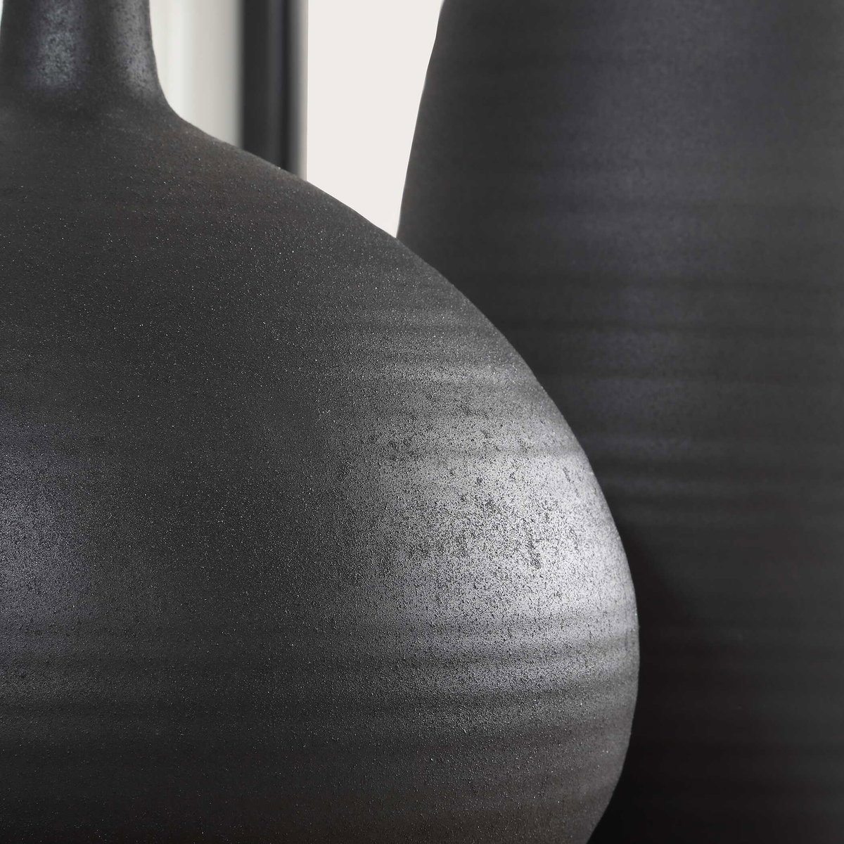 Bower Black Vases Set/2, by Uttermost, 8" width x 18.5" height x 8" depth View 5
