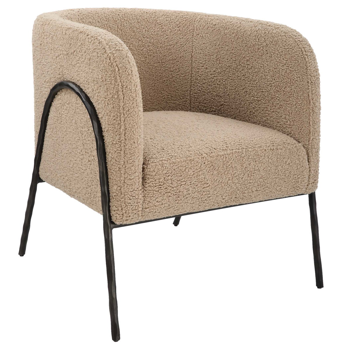 Jacobsen Tan Shearling Barrel Chair, Accent Chair by Uttermost, 28" width x 29" height x 27" depth View 4