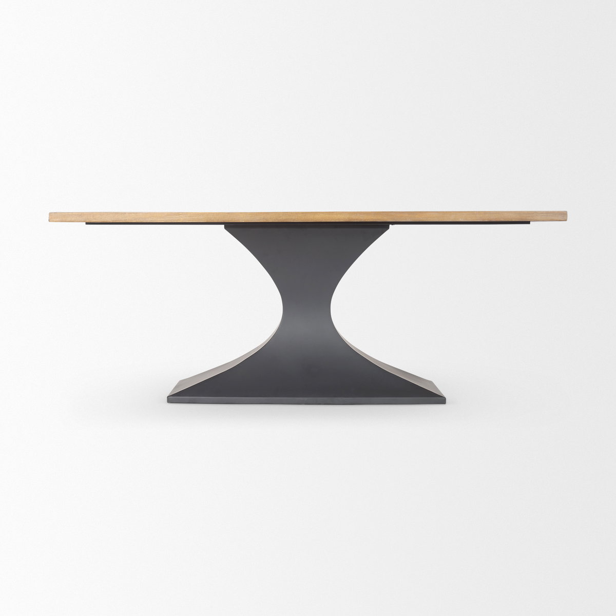 Maxton 79'L x 39'W Rectangular Pedestal Dining Table | Light Brown Wood & Gunmetal Metal | Seats 6, by Mercana, 79" length x 39" width x 30" height View 7