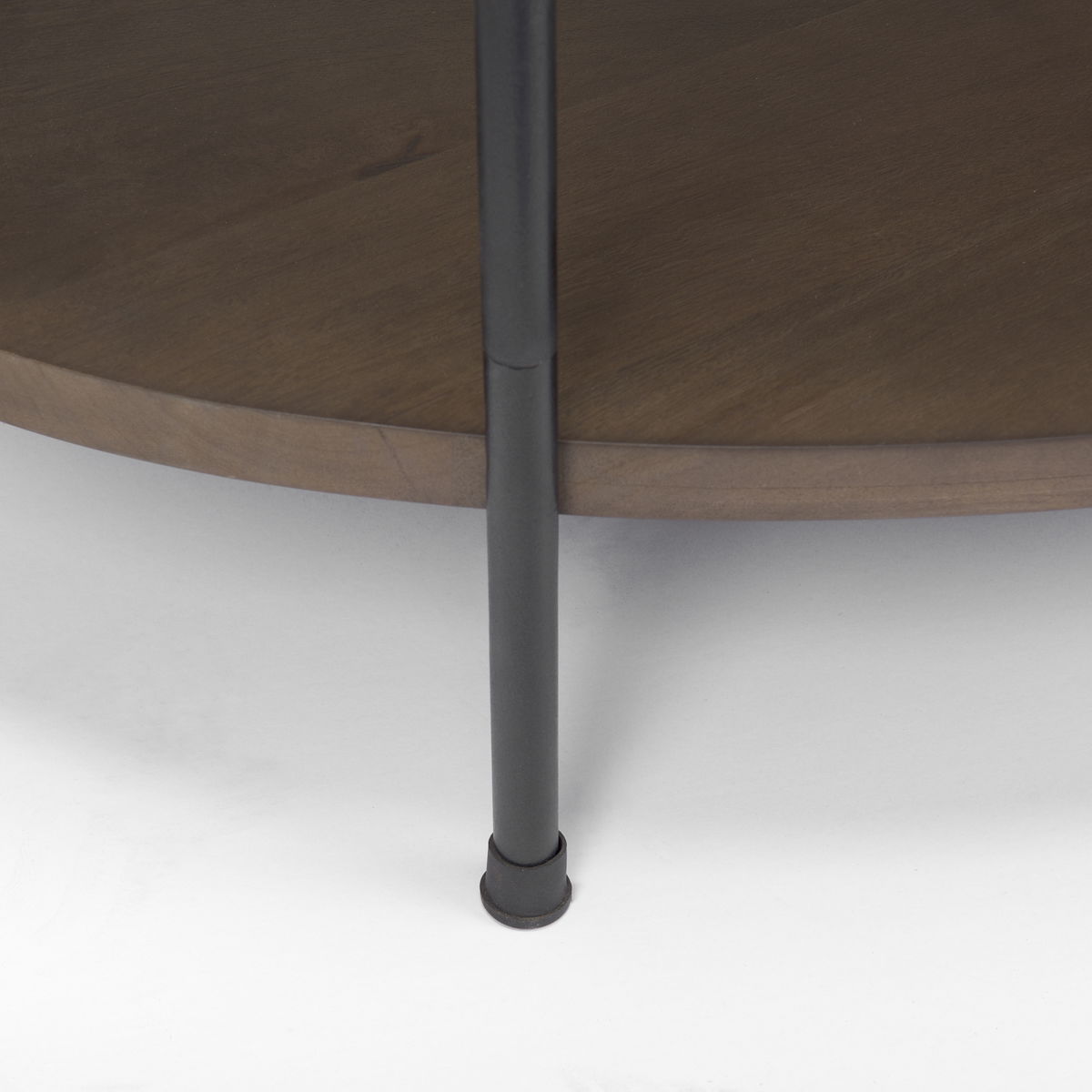 Larkin White Marble Top with Dark Brown Wood Shelf Oval Coffee Table, by Mercana, 48" length x 30" width x 16" height View 7
