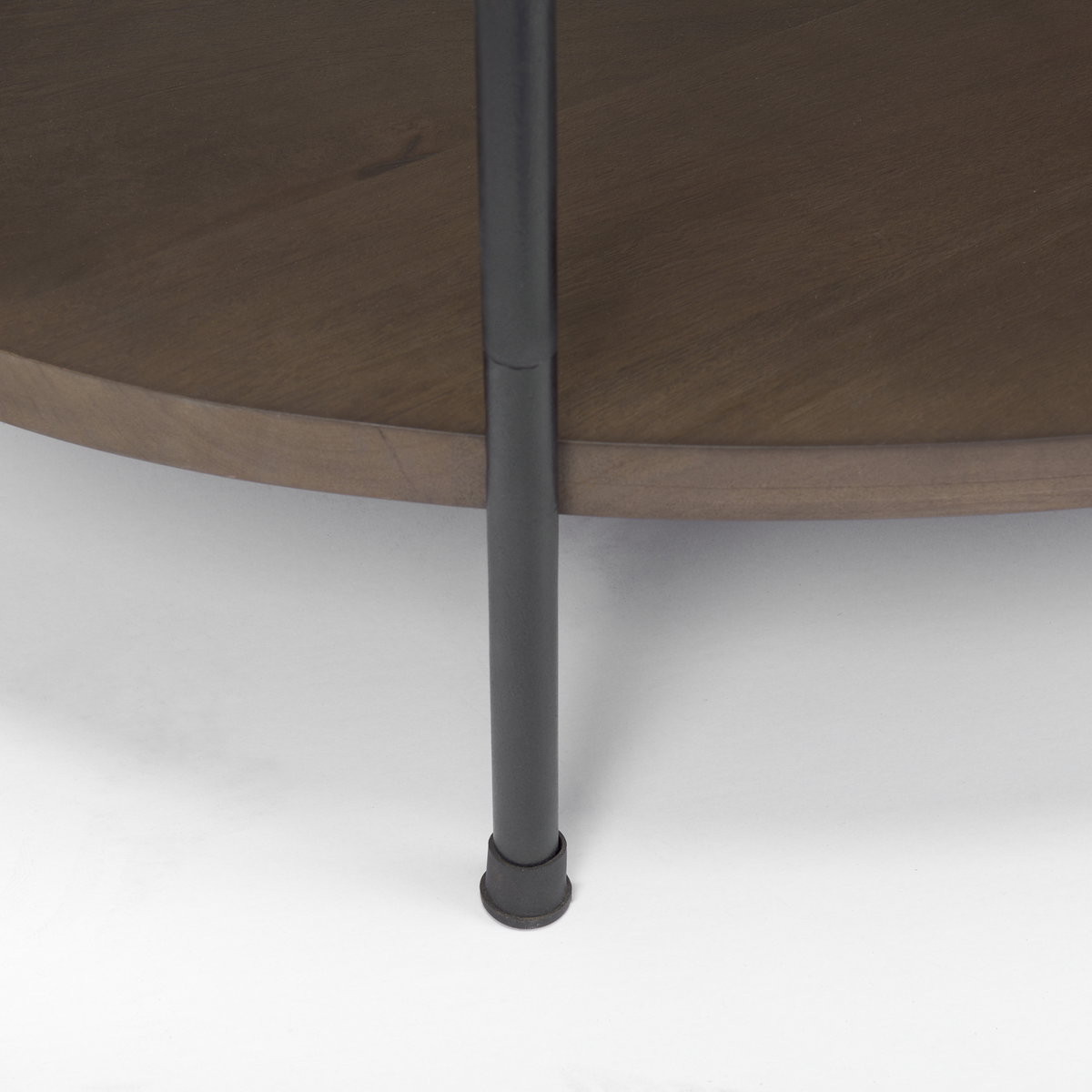 Larkin White Marble Top with Dark Brown Wood Shelf Oval Coffee Table, by Mercana, 48" length x 30" width x 16" height View 7
