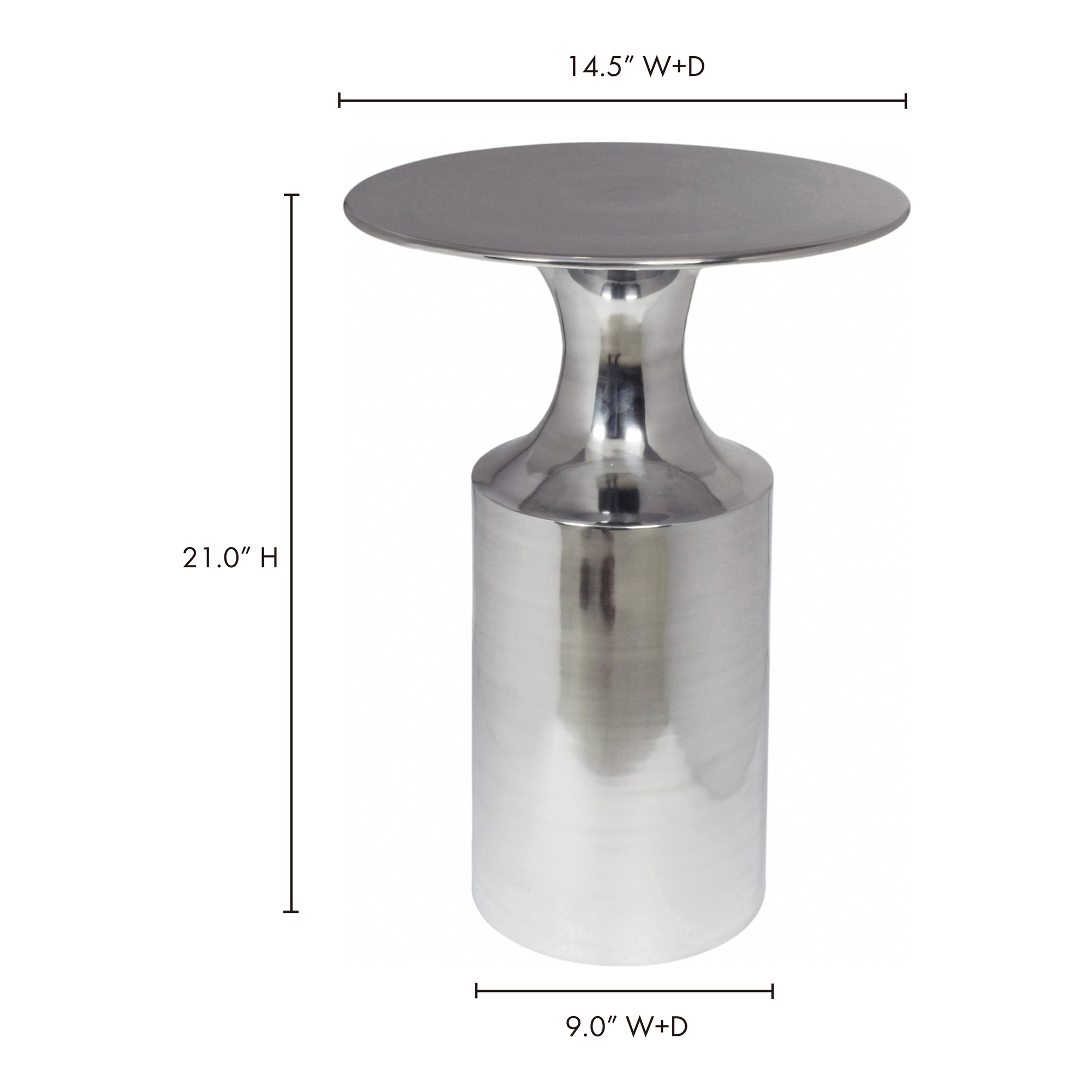 Rassa Accent Table Polished Silver, Side & End Table by Moe's Home, 14.5" width x 21" height x 14.5" depth View 6