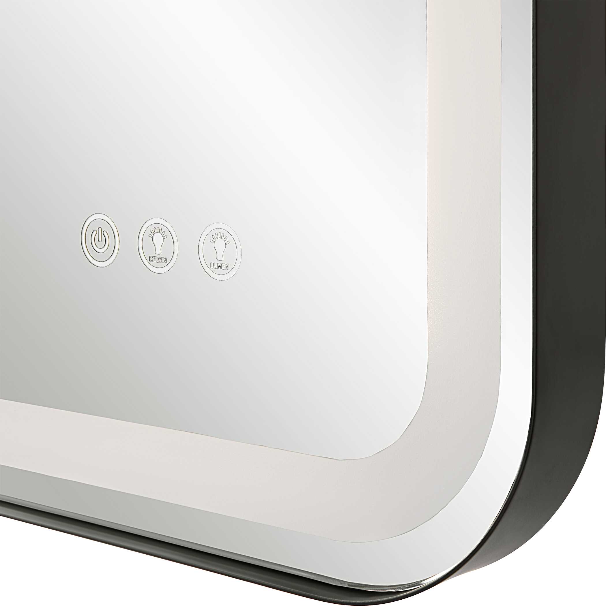 Crofton Lighted Black Large Mirror large image 