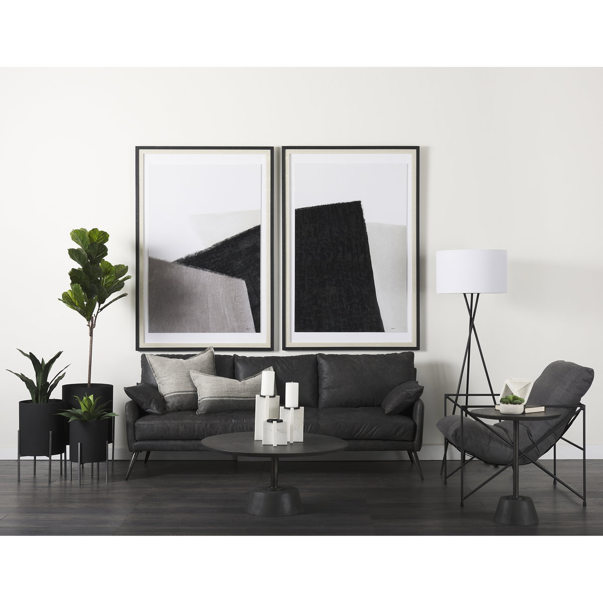 Maxwell 20' Round Dark Brown Wood with Black Metal Pedestal Side Table, Side & End Table by Mercana, 20" length x 20" width x 24" height View 5