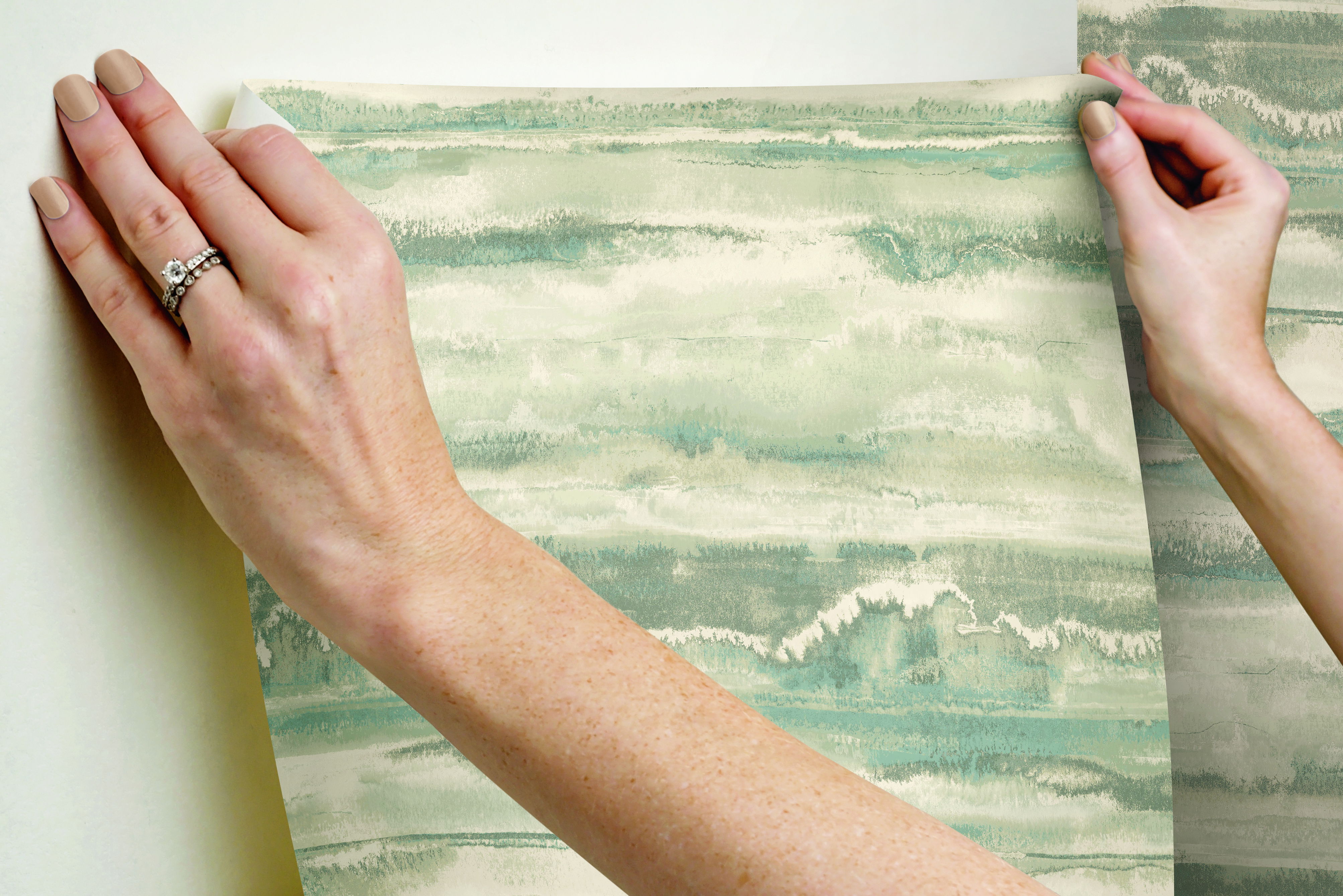 High Tide Taupe & Blue Peel & Stick Wallpaper large image 