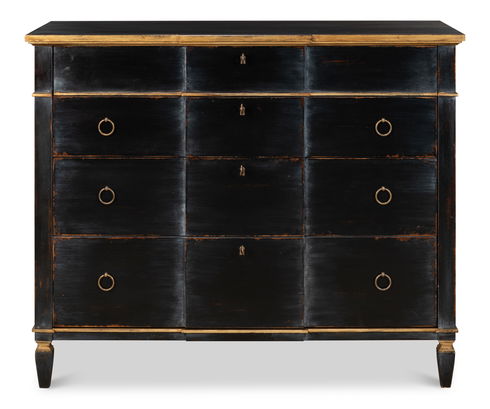 Azzalene Single Dresser  Black W/Gold
