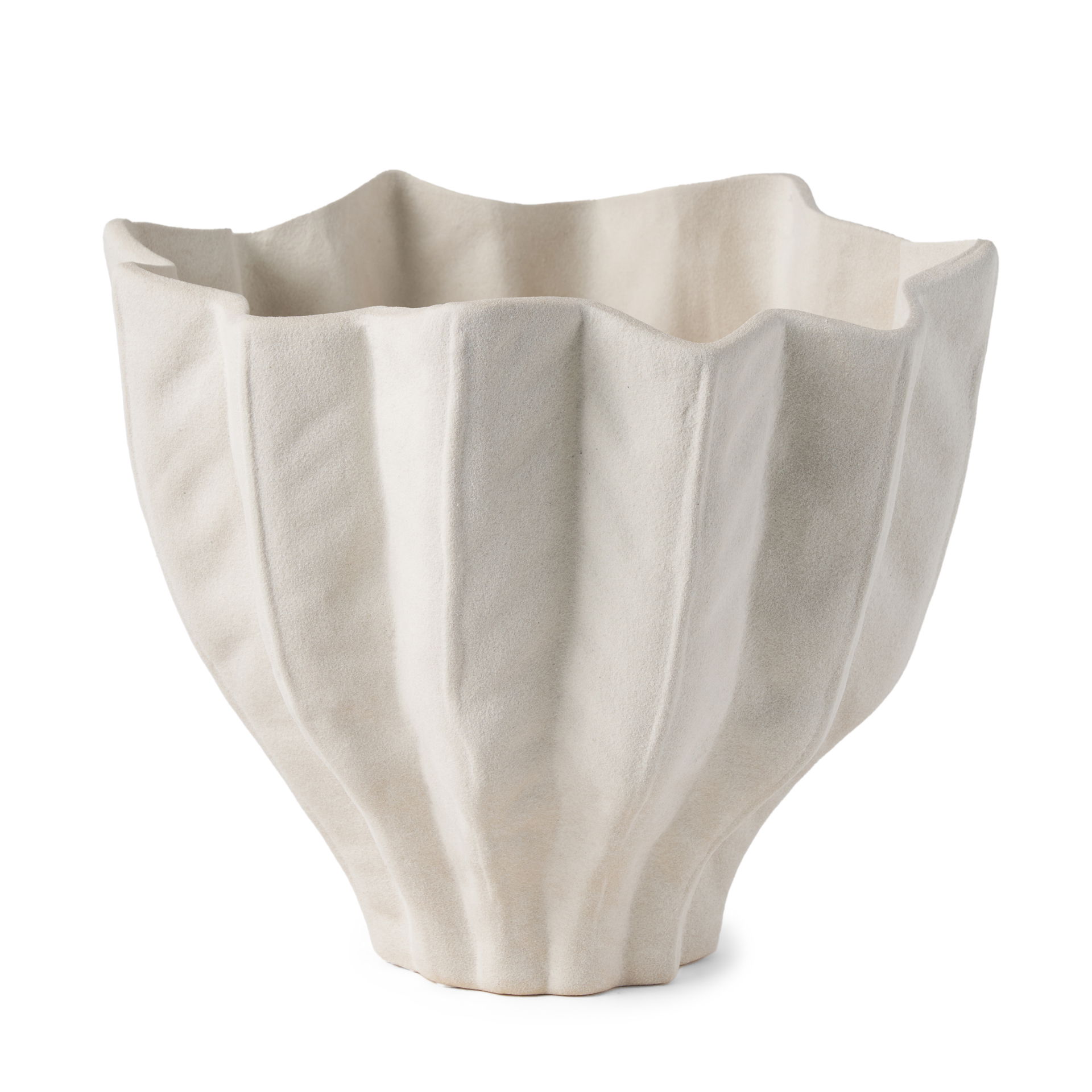 Daria Textured White Sculptural Ceramic Bowl large image 